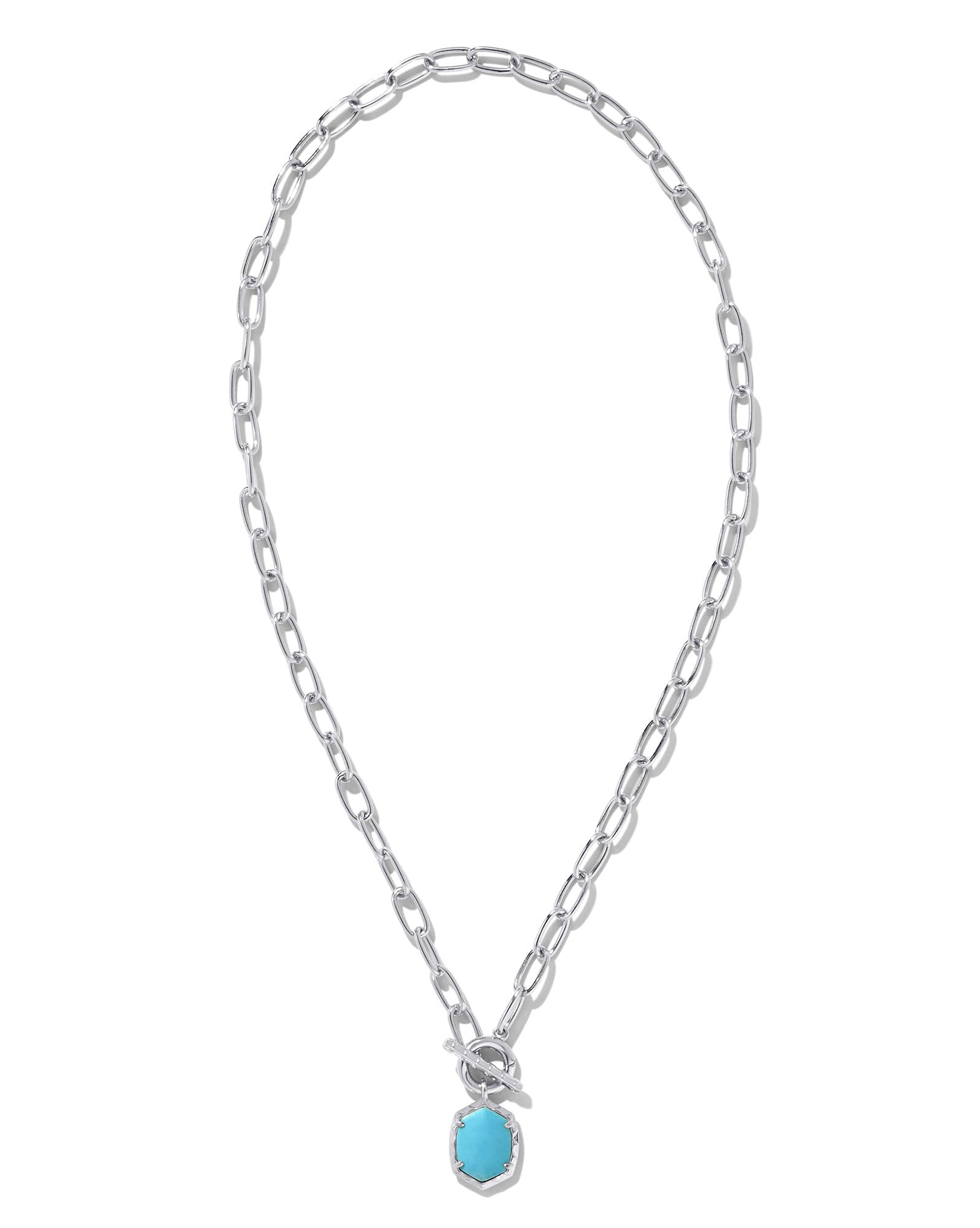 Daphne Convertible Silver Link and Chain Necklace in Variegated Turquoise Magnesite