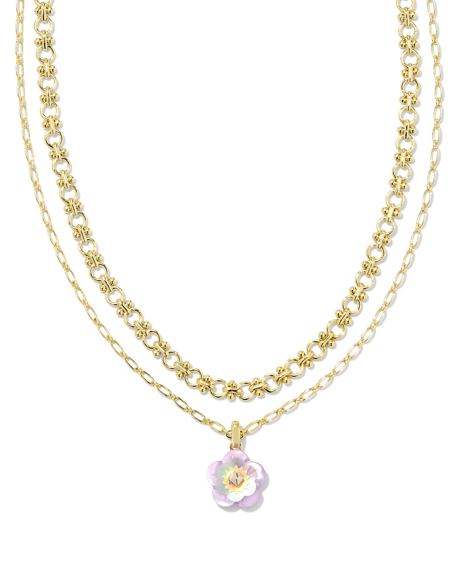 Deliah Gold Multi Strand Necklace in Pastel Mix