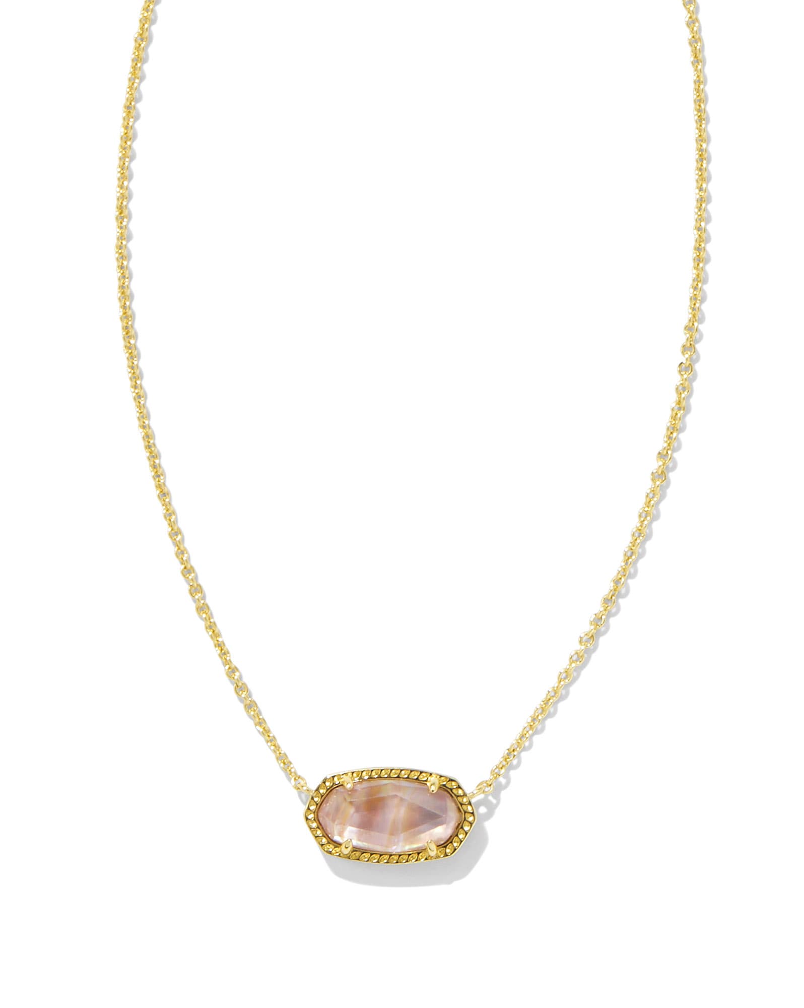 Elisa Gold Pendant Necklace in Light Pink Iridescent Abalone