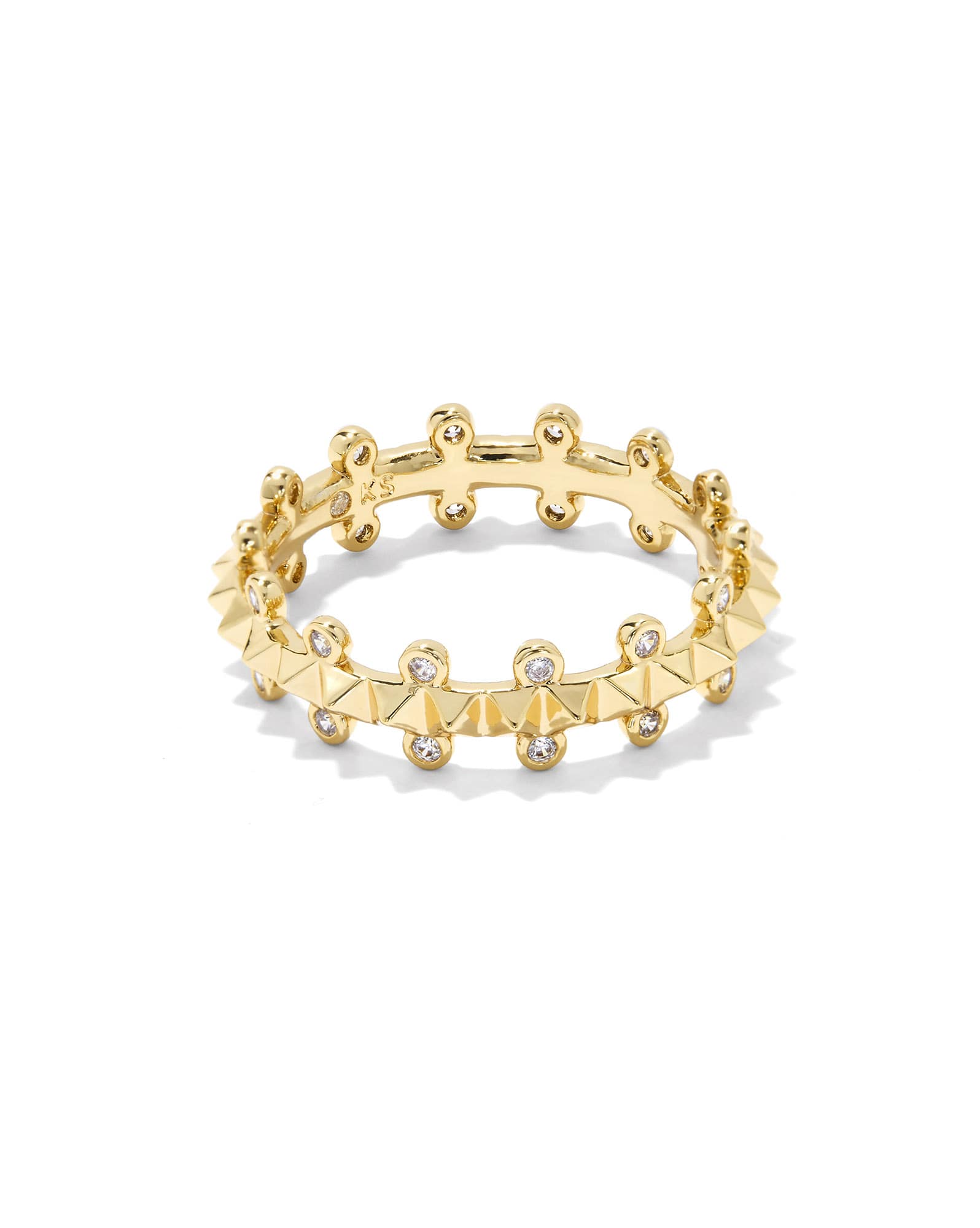 Jada Gold Band Ring in White CZ