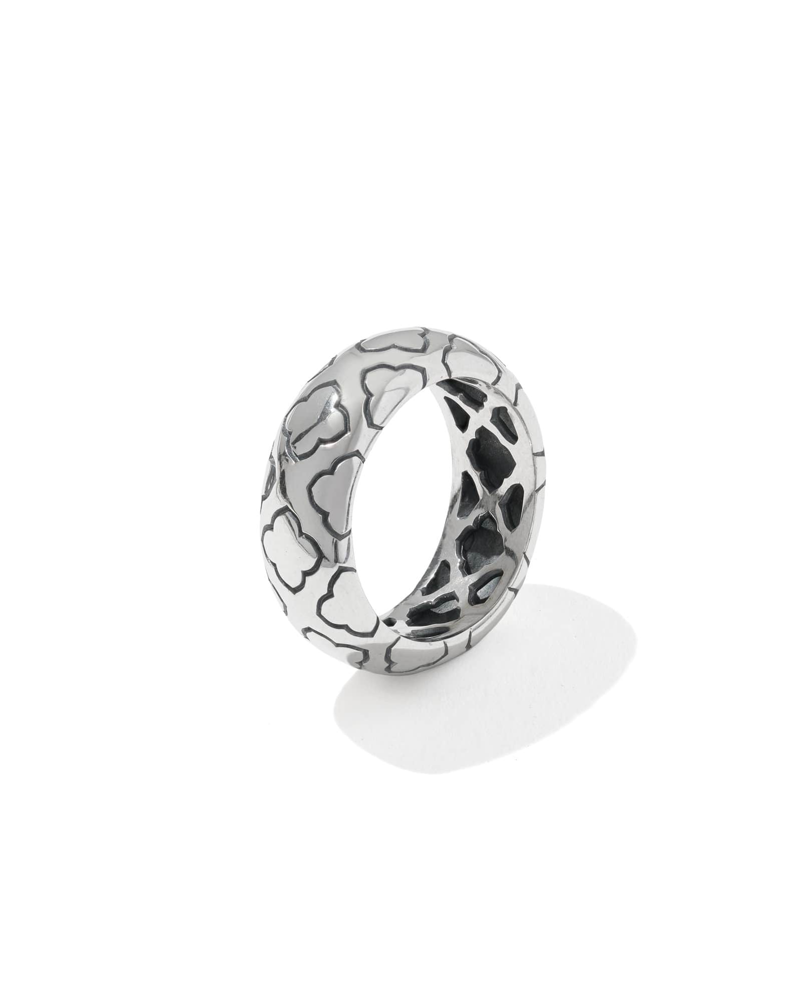 Bold Etched Oxidized Sterling Silver Band Ring