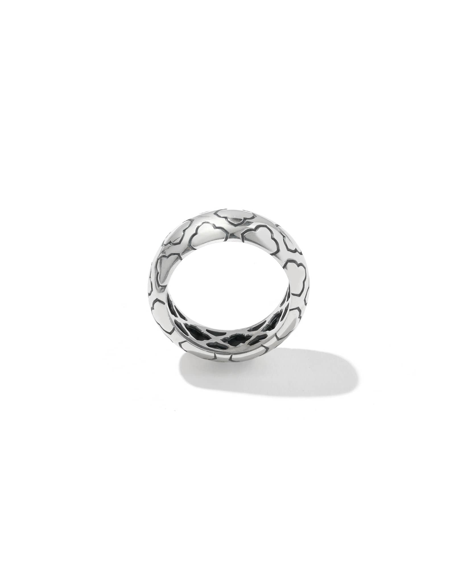 Bold Etched Oxidized Sterling Silver Band Ring