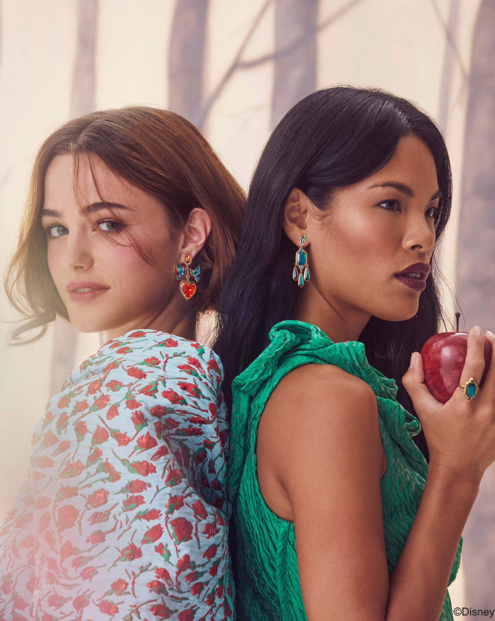 Disney | Kendra Scott The Queen Vintage Gold Statement Earrings in Dark Green Mother-of-Pearl