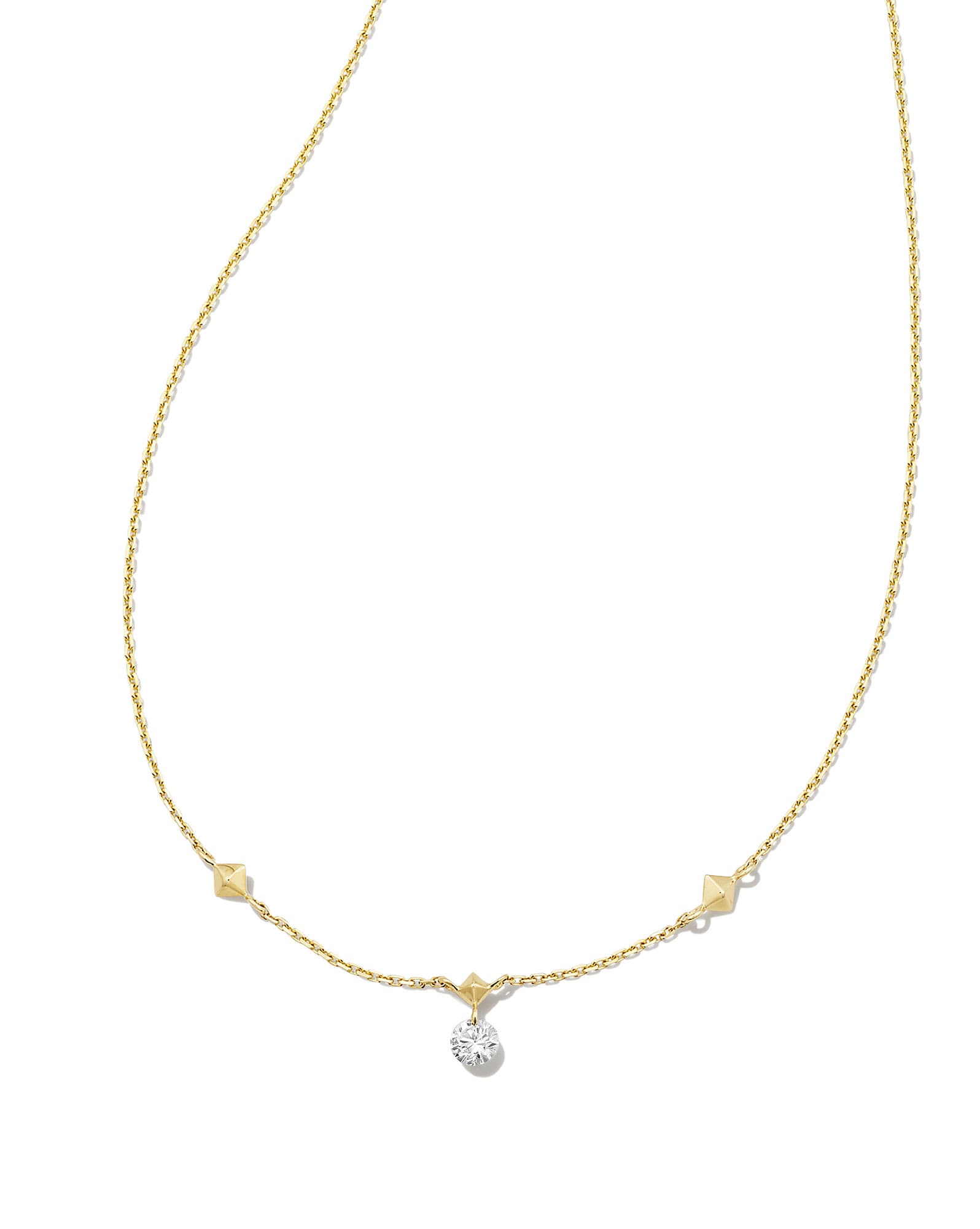 Floating Lab Grown White Diamond Pendant Necklace in 14k Yellow Gold