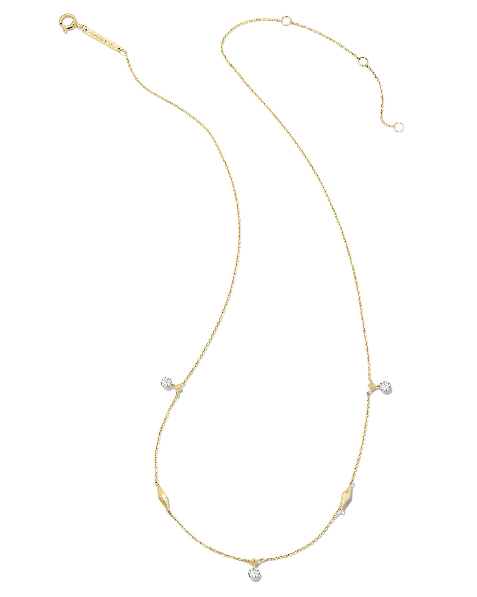 0.32 ct Floating Lab Grown White Diamond Strand Necklace in 14k Yellow Gold