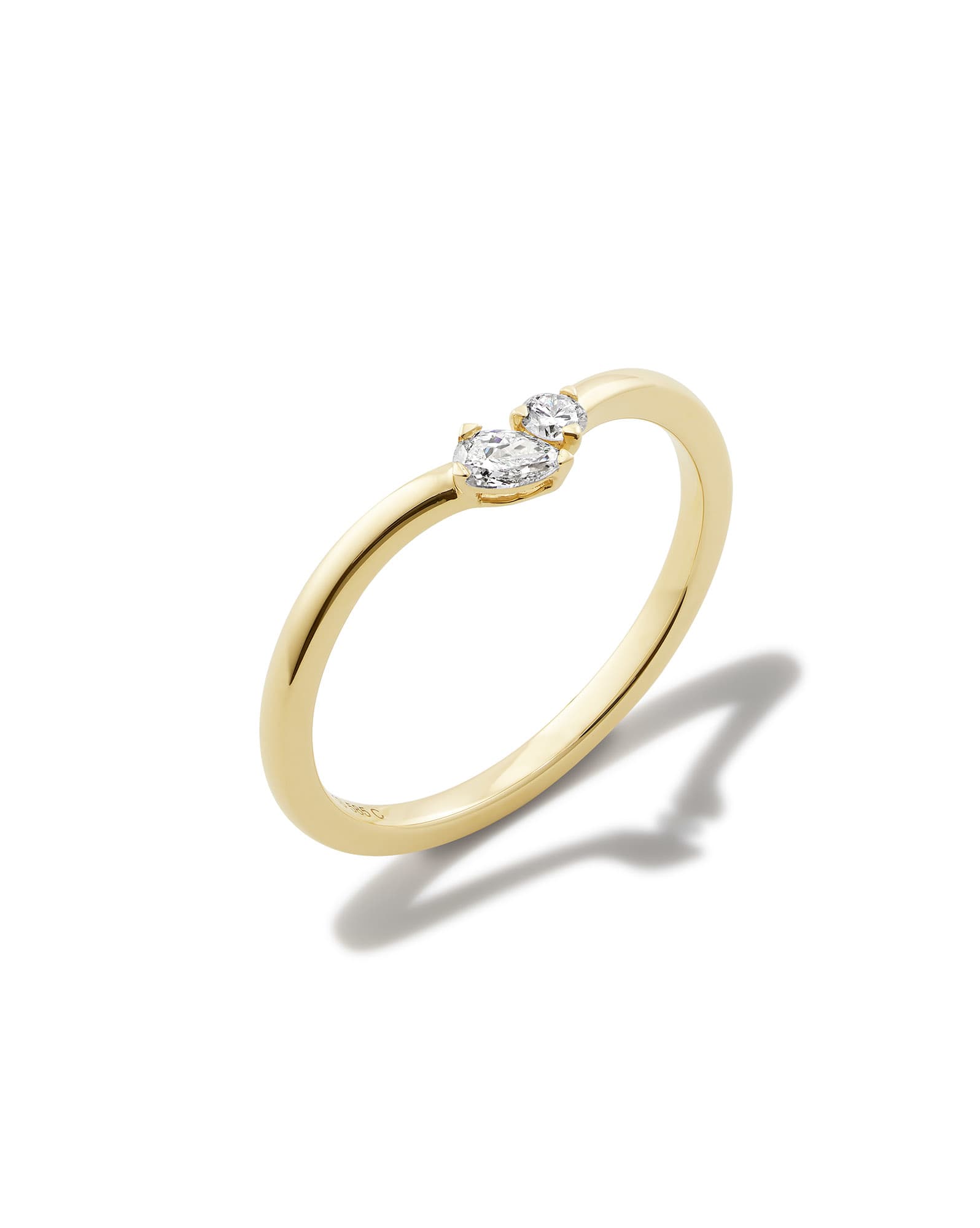 0.16 ct Lab Grown White Diamond Toi et Moi Band Ring in 14k Yellow Gold