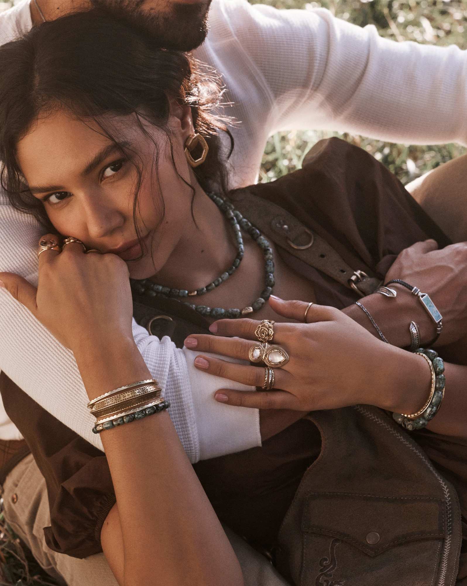 Beaded Vintage Gold Statement Stretch Bracelet