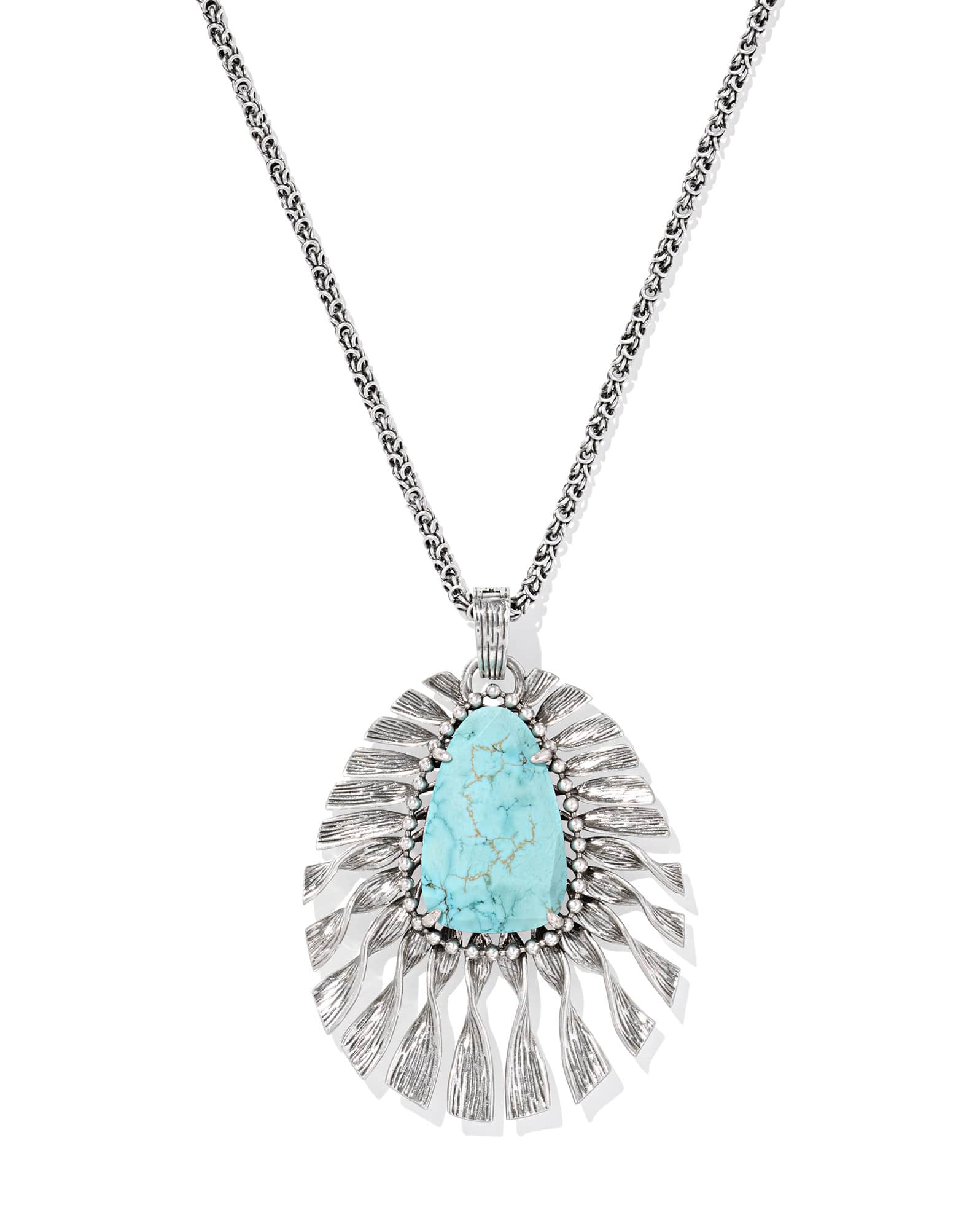 Zahara Vintage Silver Large Long Pendant