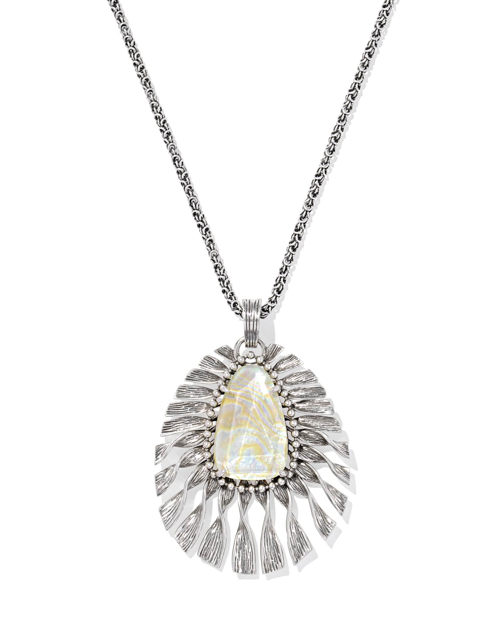 Zahara Vintage Silver Large Long Pendant