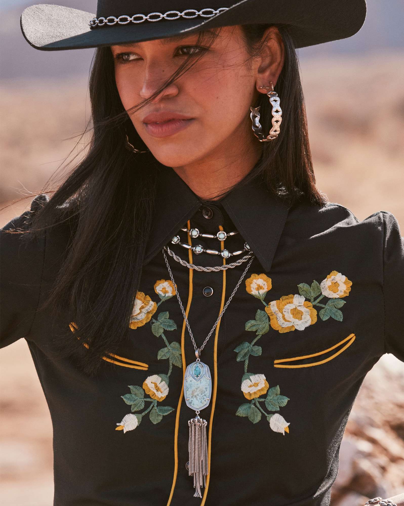 Rayne Vintage Silver Large Long Pendant