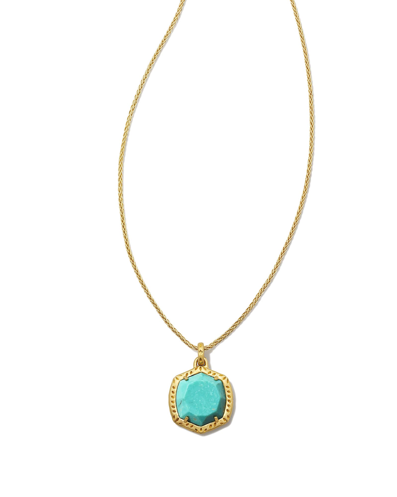 Davis 18k Gold Vermeil Etch Frame Short Pendant Necklace in Turquoise