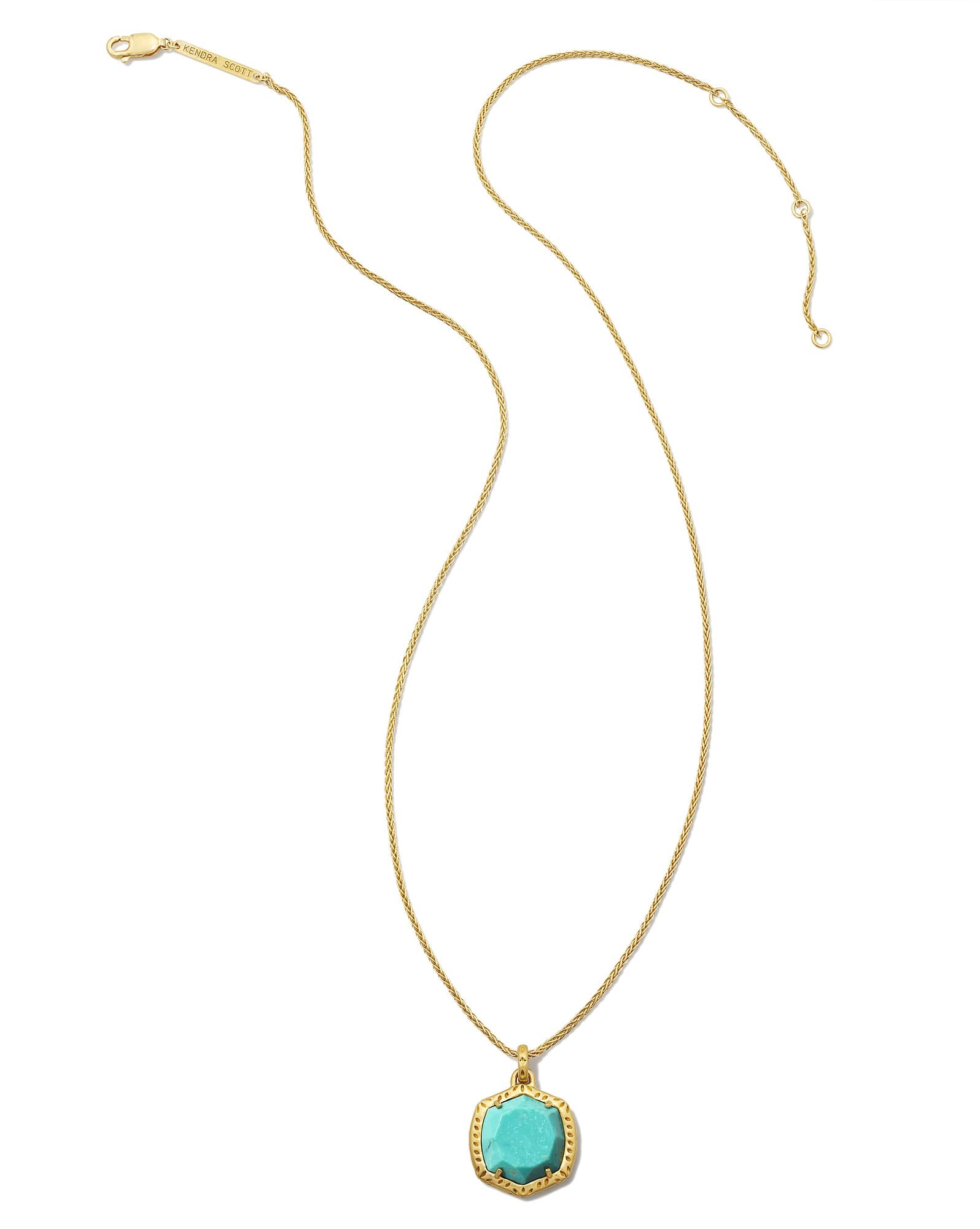 Davis 18k Gold Vermeil Etch Frame Short Pendant Necklace in Turquoise