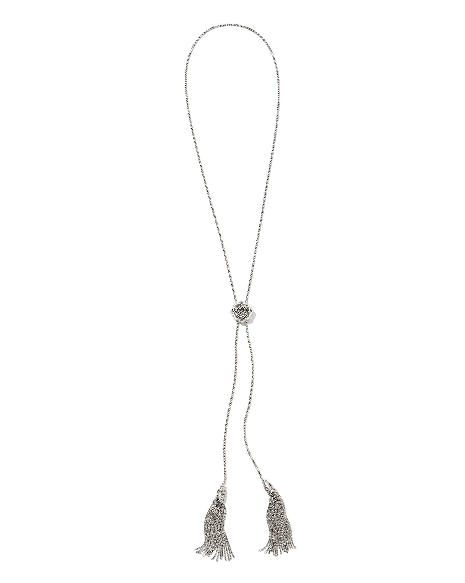 Ansel Rose Bolo Necklace in Vintage Silver