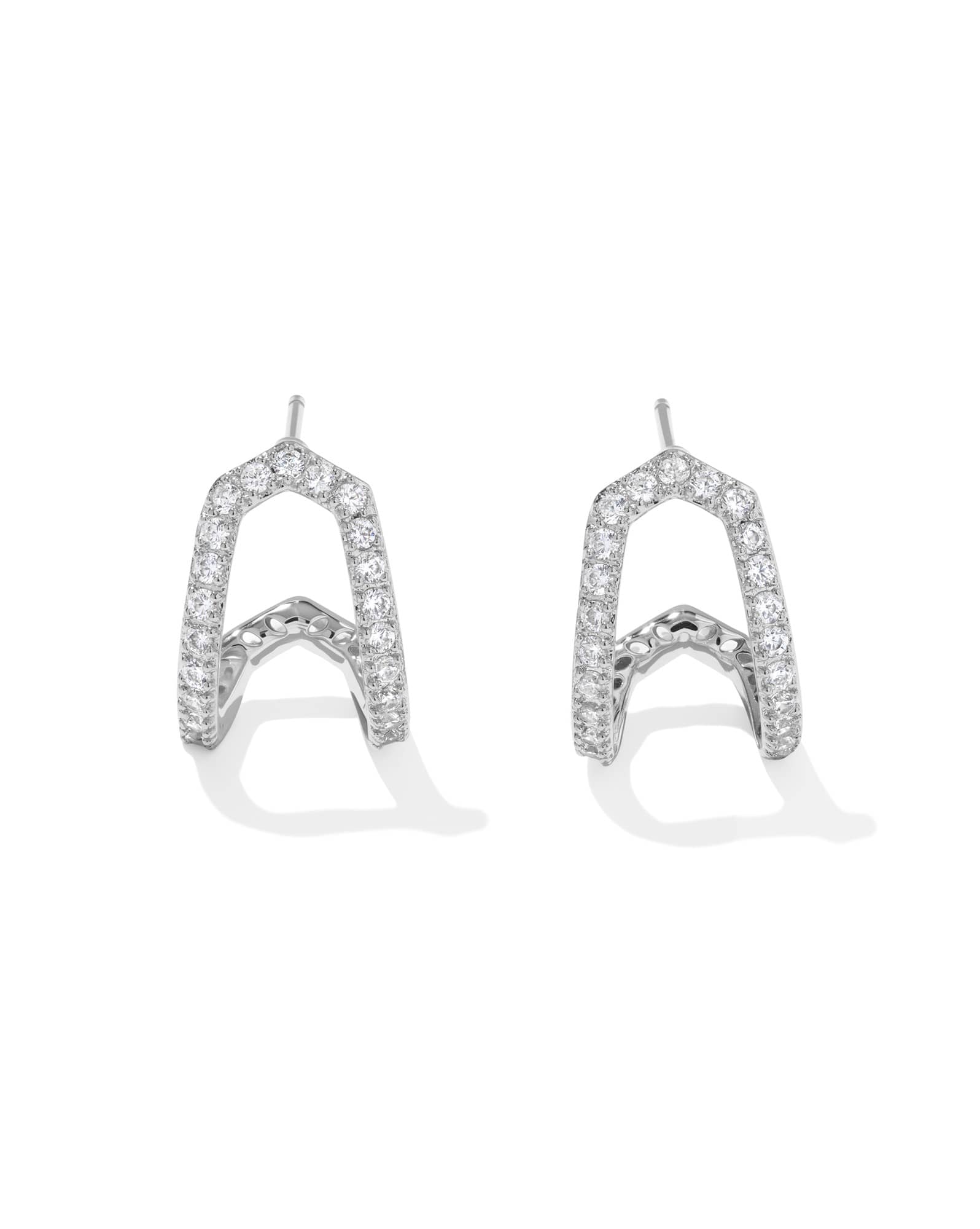 Daphne Pave Silver Huggie Earrings