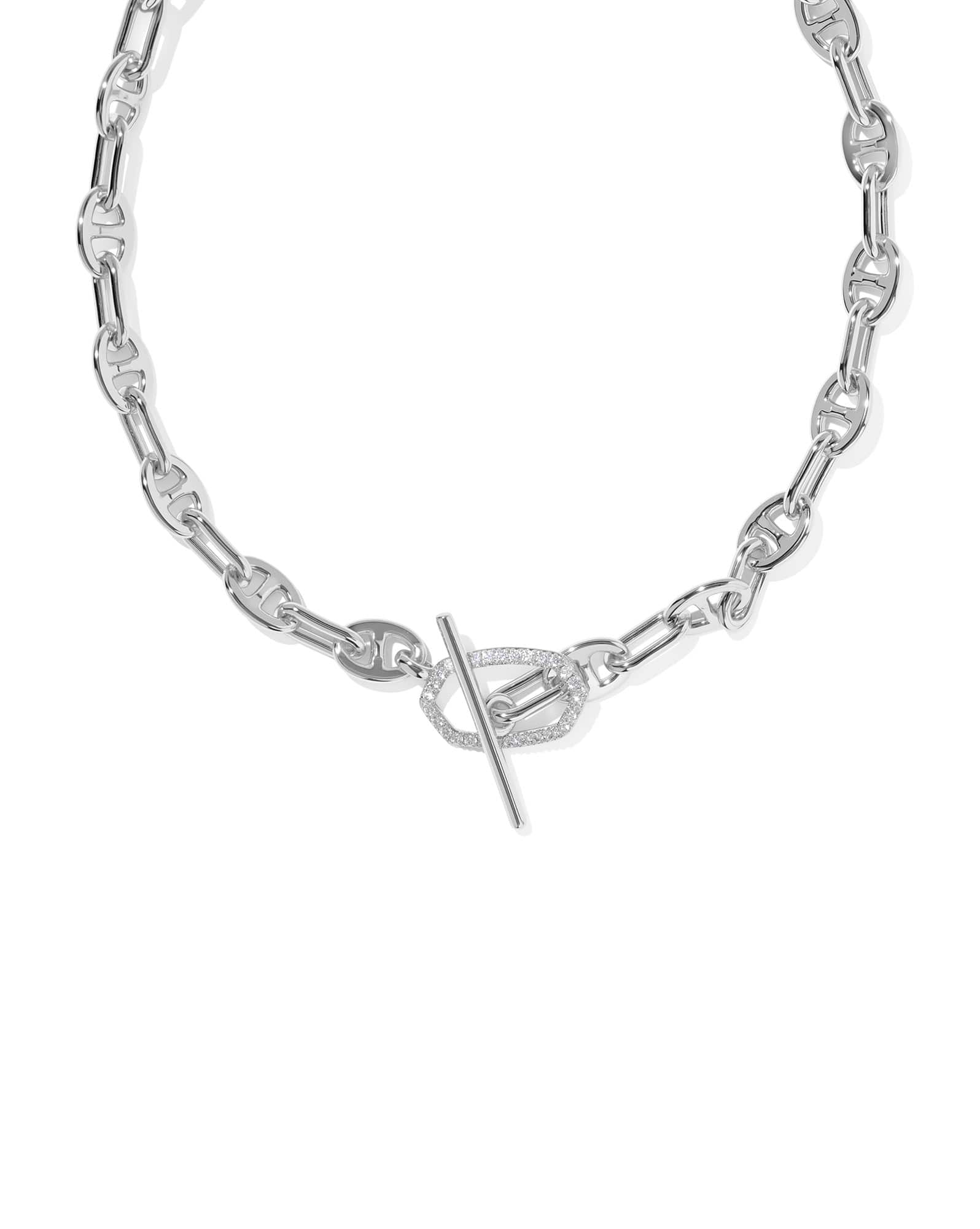 Elisa Toggle Silver Link and Chain Necklace 