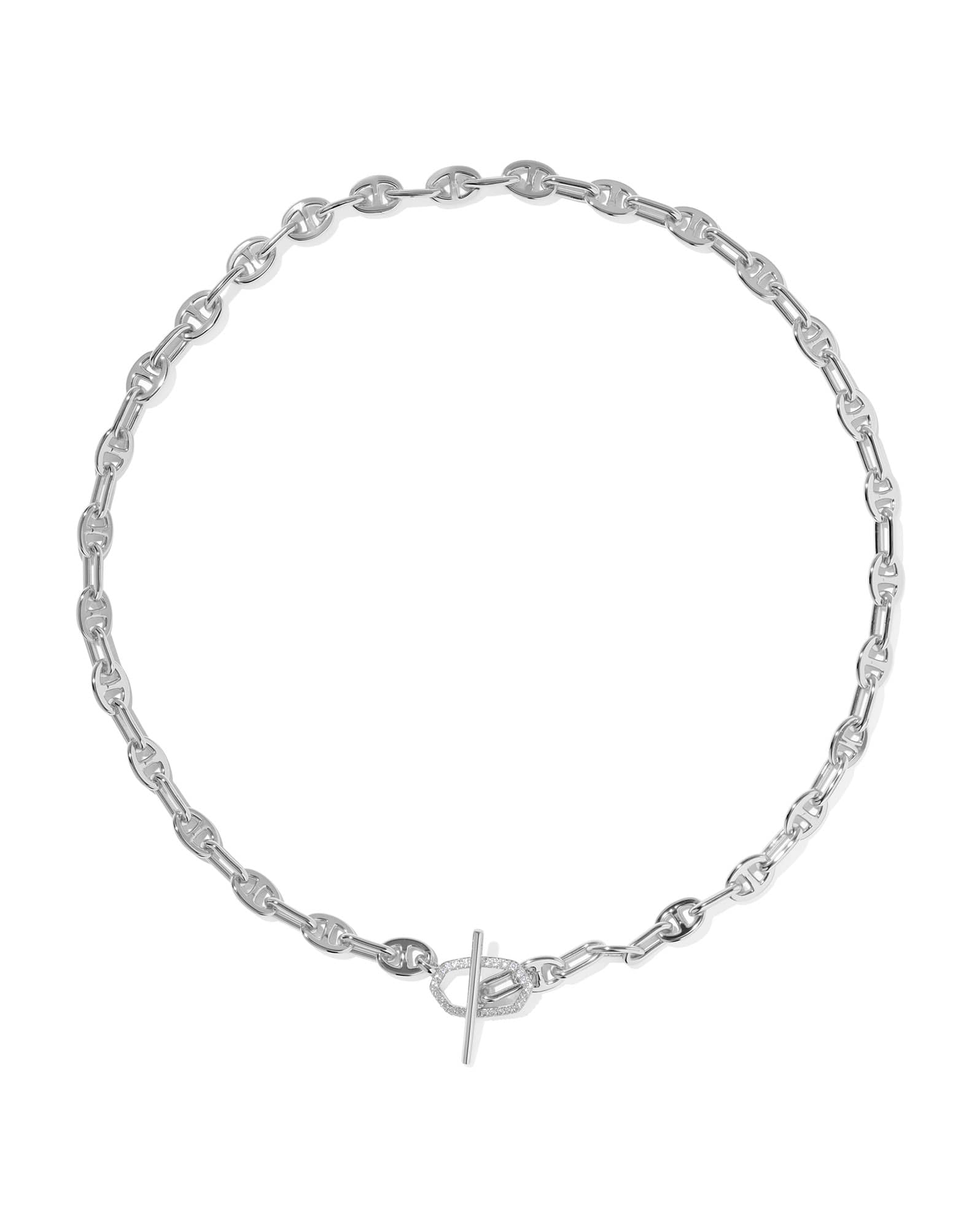Elisa Toggle Silver Link and Chain Necklace 