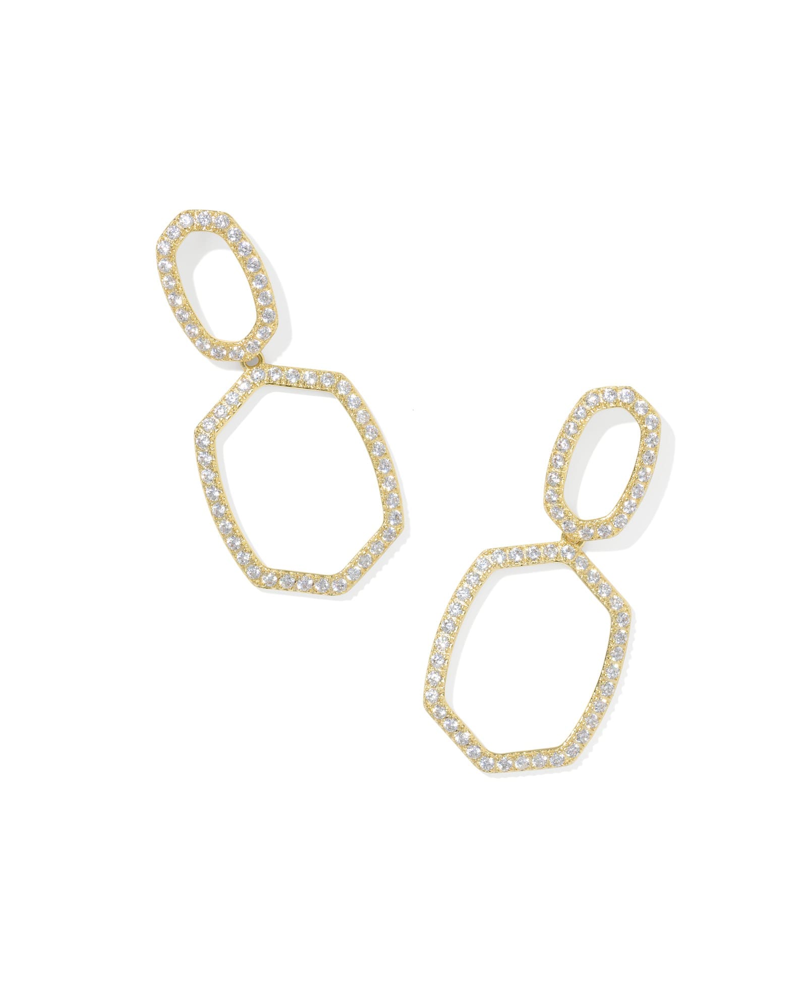 Daphne Pave Gold Open Frame Earrings