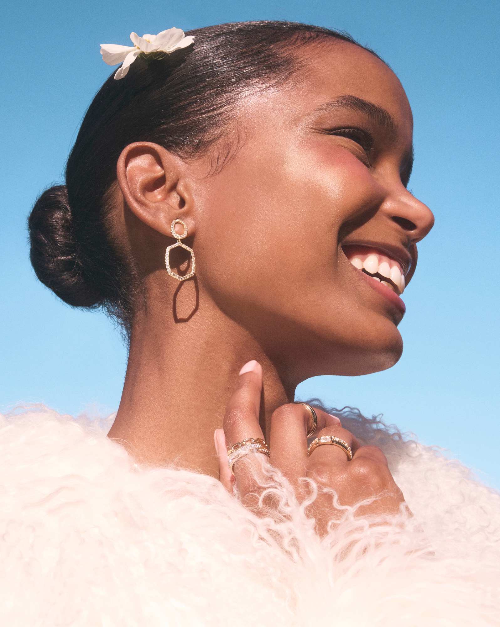 Daphne Pave Gold Open Frame Earrings