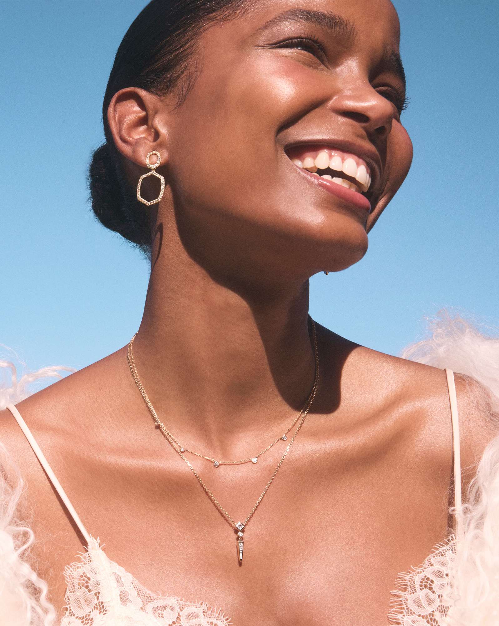 Daphne Pave Gold Open Frame Earrings