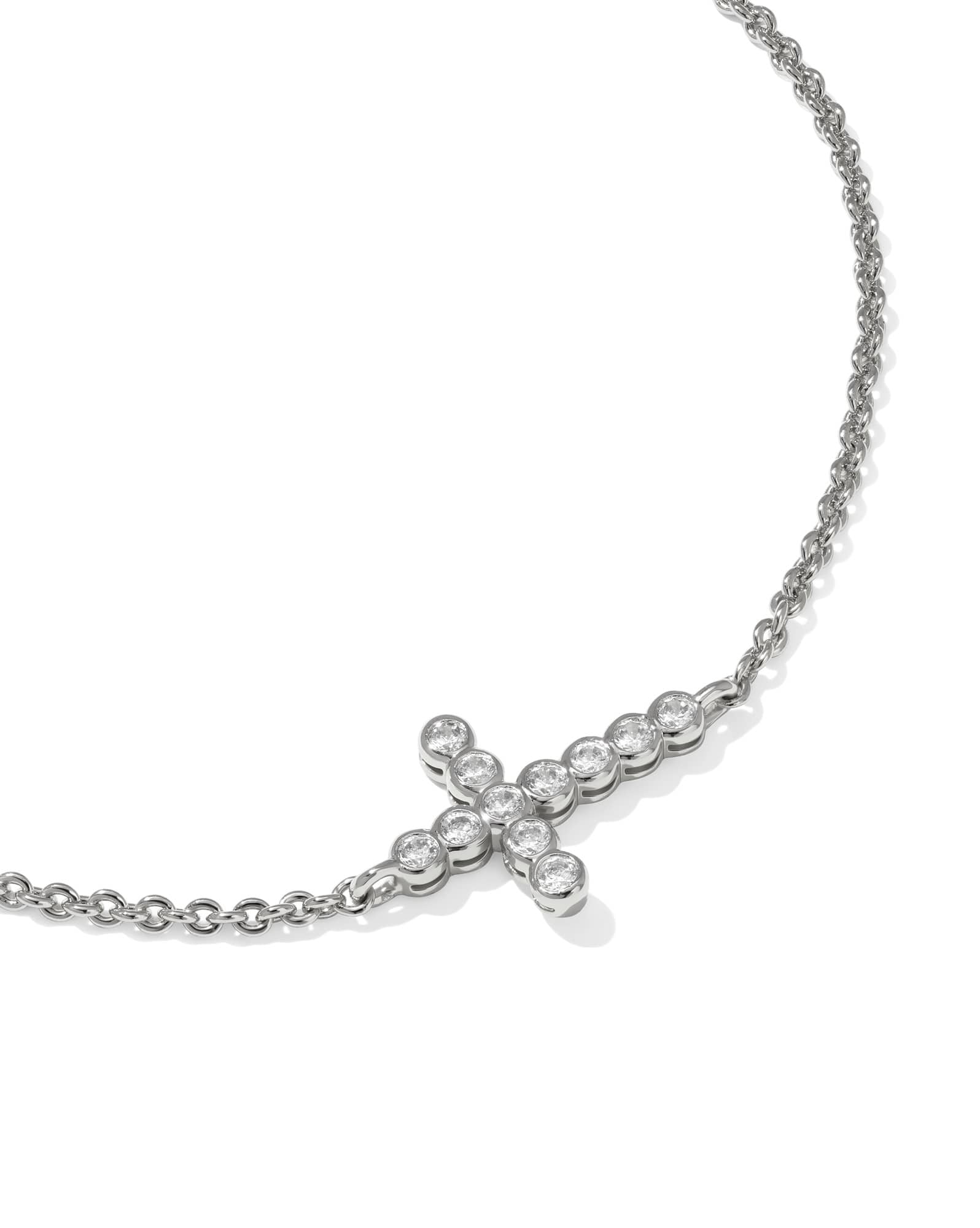 Cross Silver Crystal Delicate Chain Bracelet