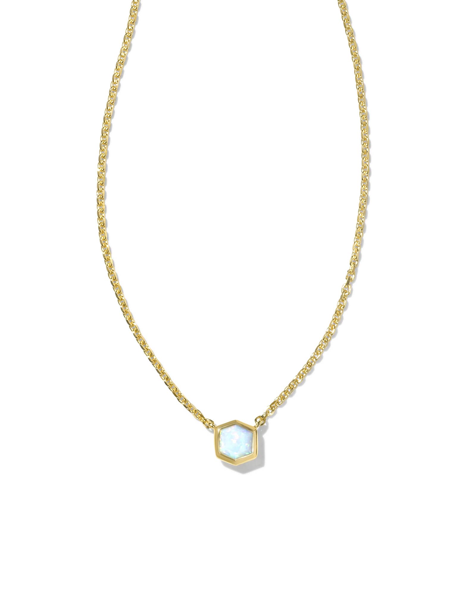 Davie 18k Gold Vermeil Pendant Necklace in White Lab Grown Opal