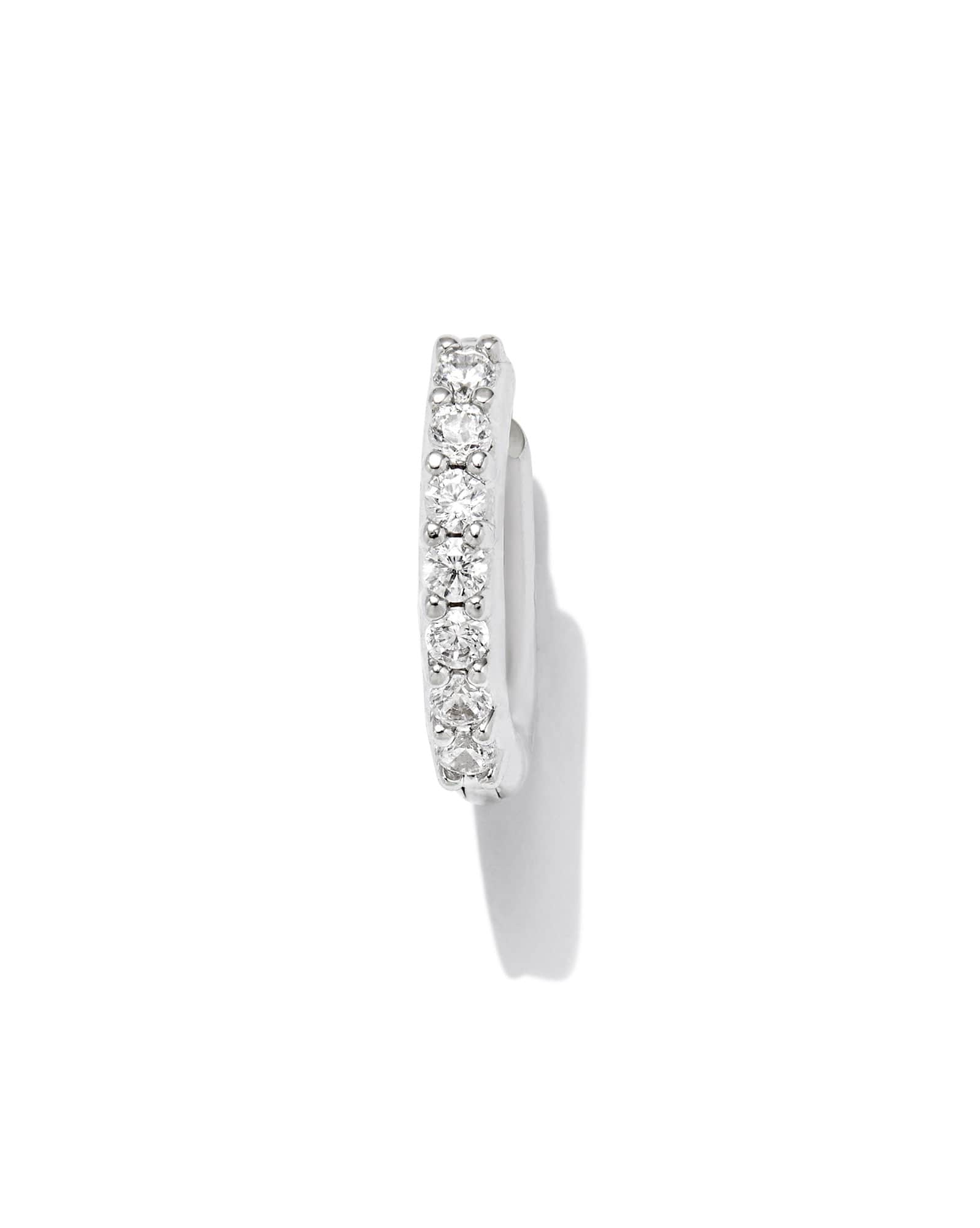 Addison Silver Crystal Single Huggie Earring in White CZ