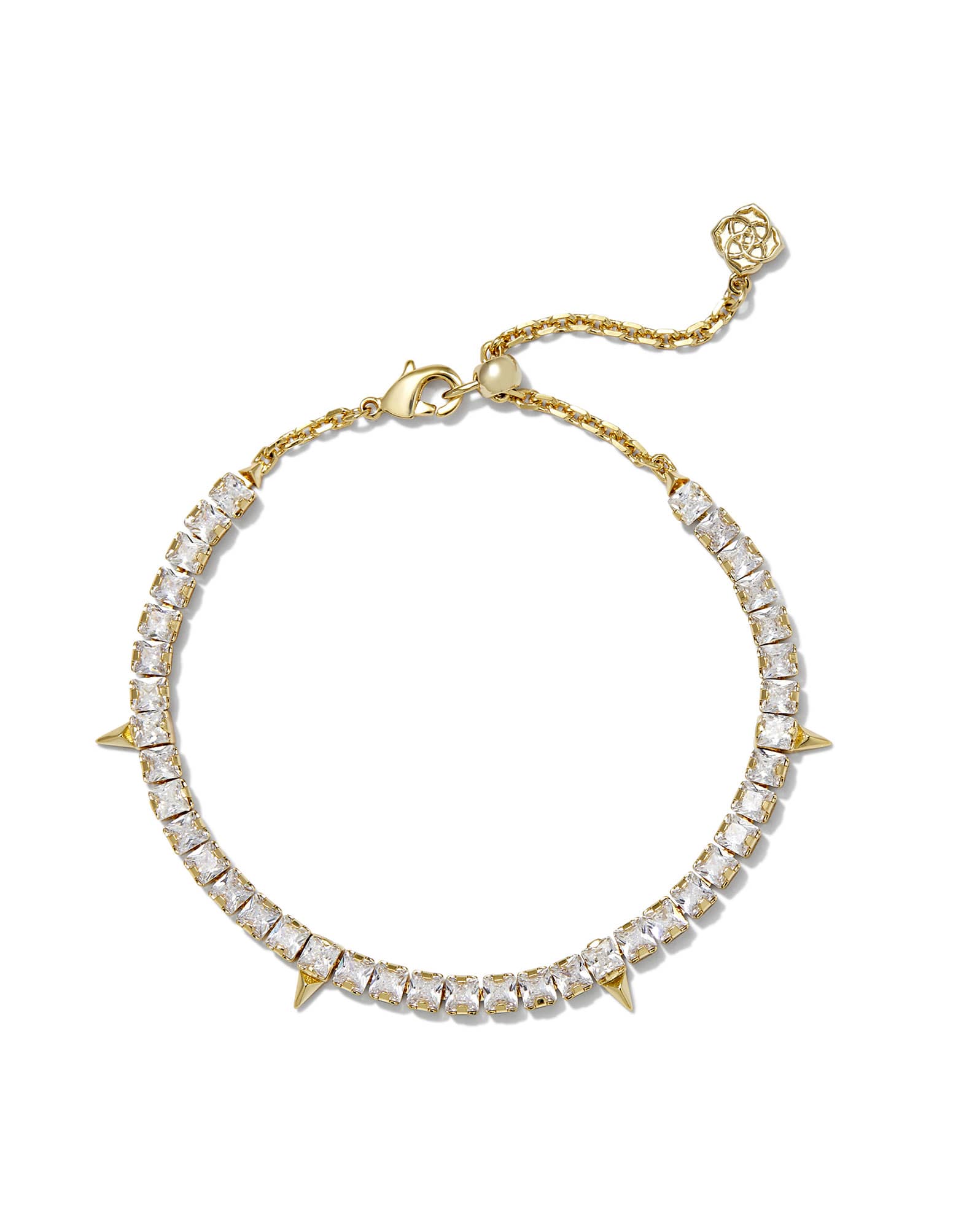 Jacqueline Gold Tennis Bracelet in White CZ