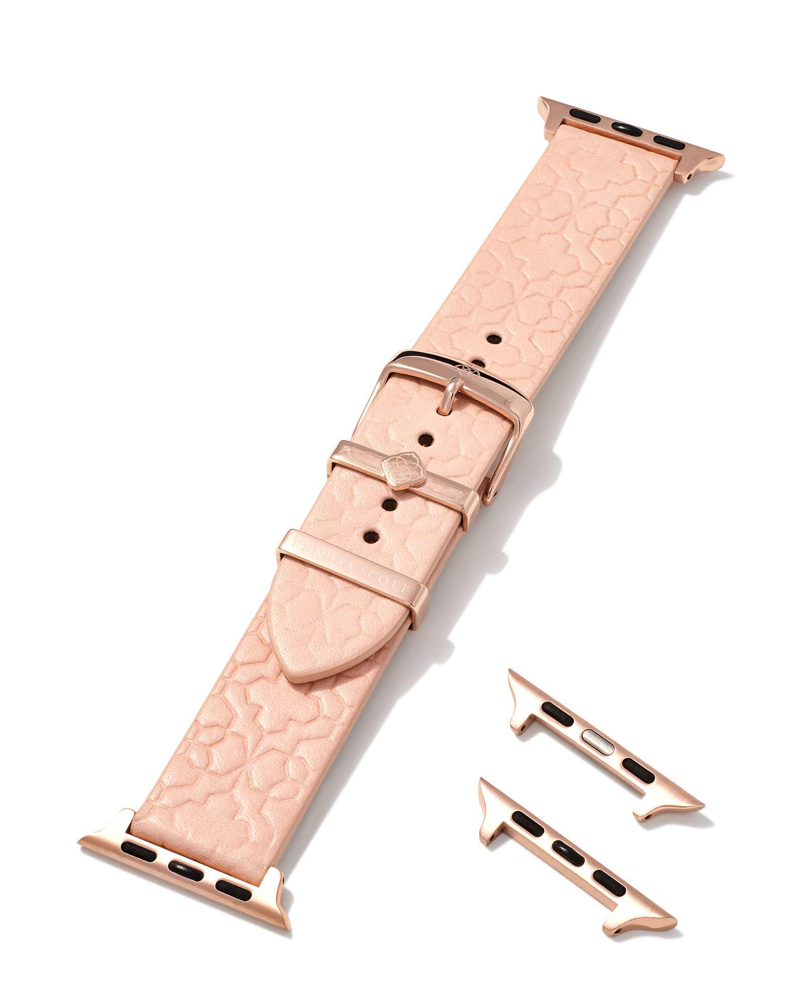 Filigree Blush Leather Watch Band with Rose Gold Tone Stainless Steel