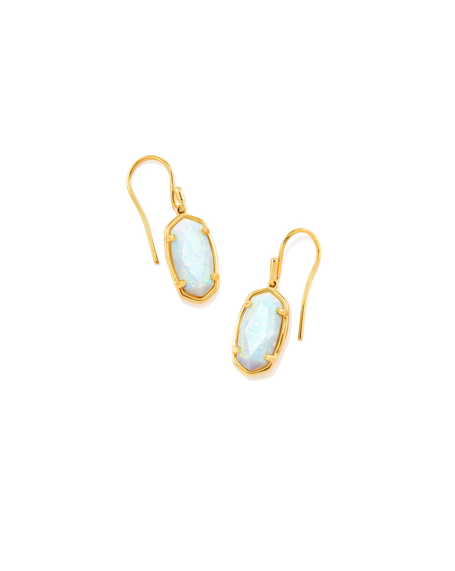 Lee 18k Gold Vermeil Drop Earrings in White Sterling Opal