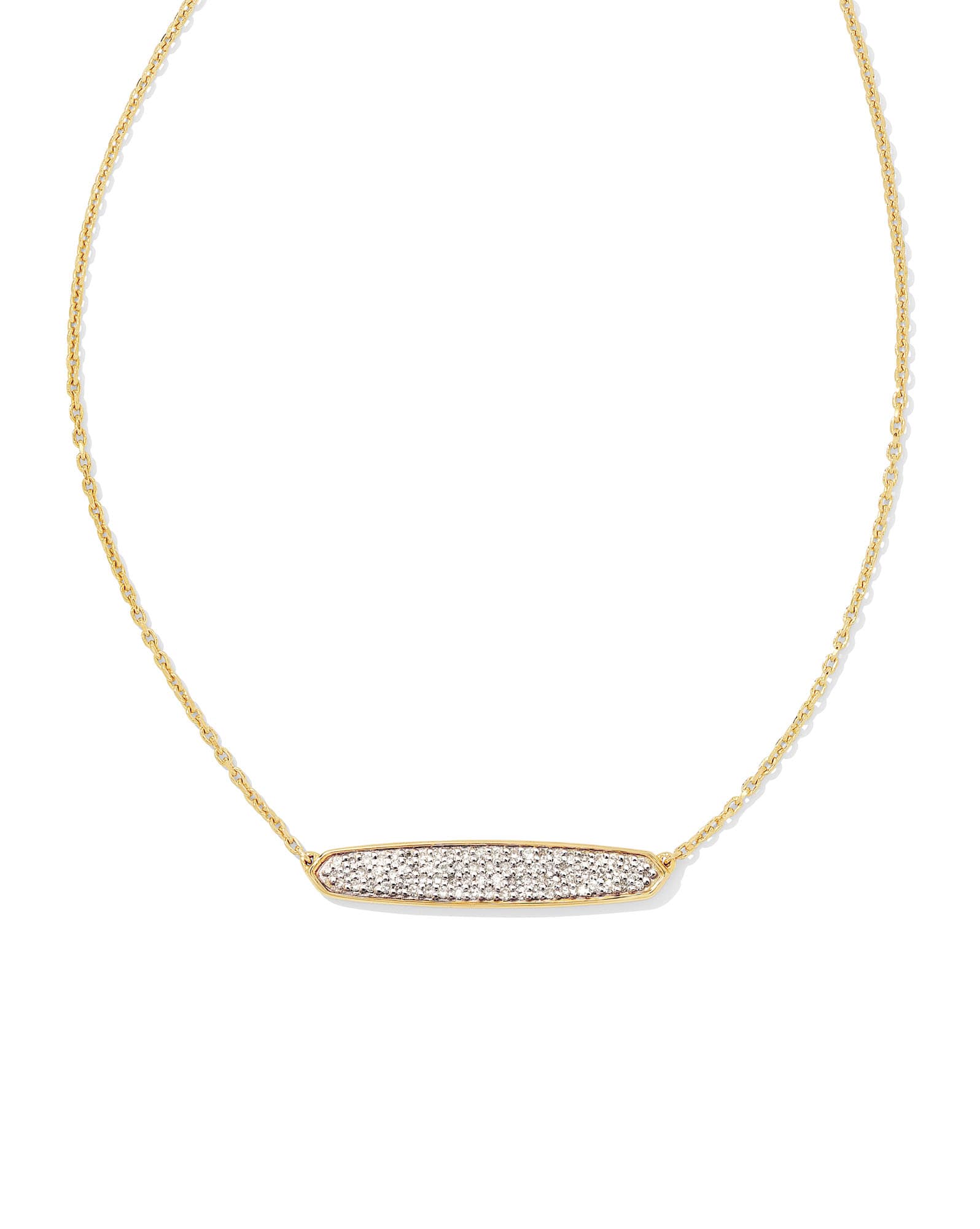 Mattie 18k Yellow Gold Vermeil Pave Pendant Necklace in White Diamond