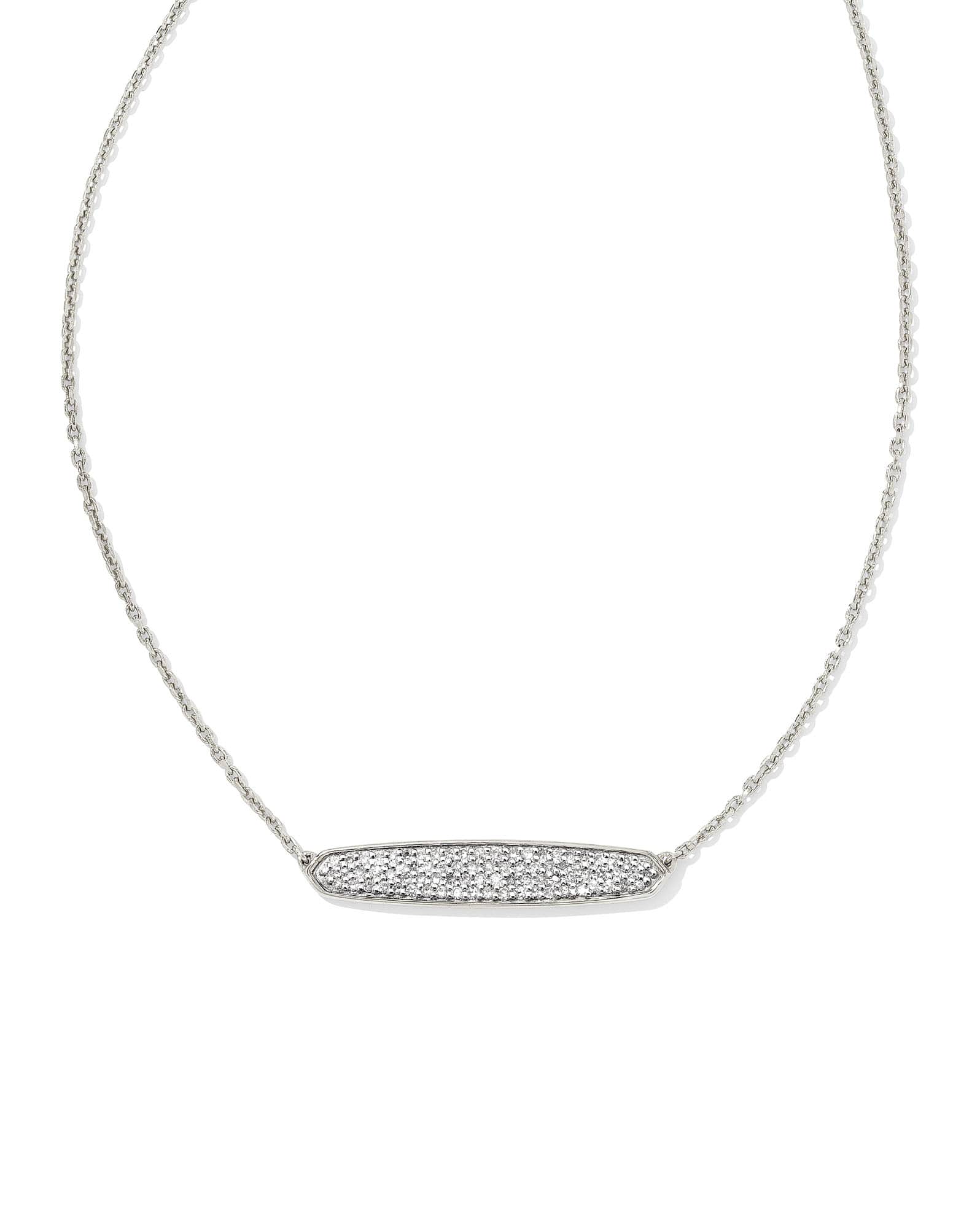 Mattie Sterling Silver Pave Pendant Necklace in White Diamond