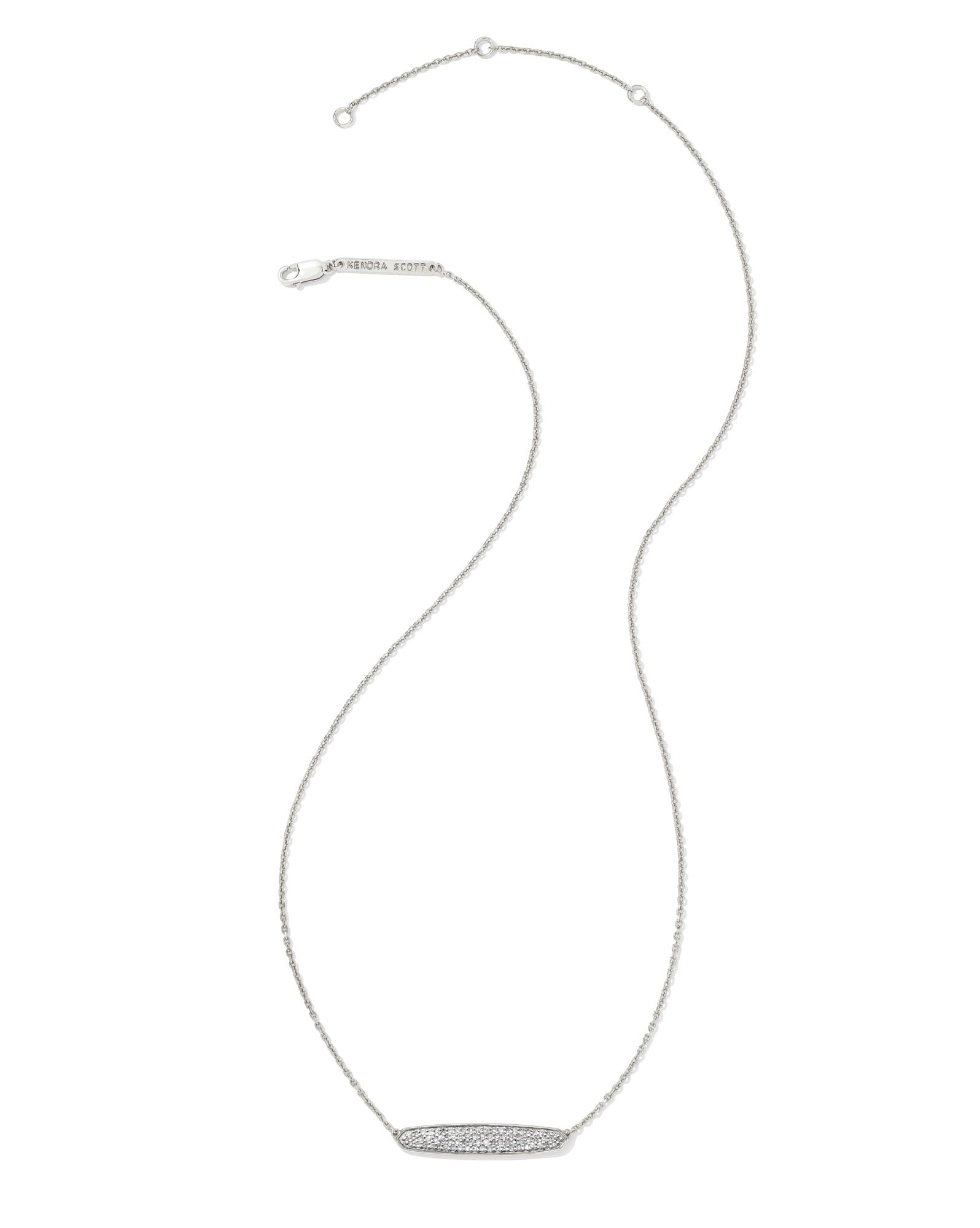 Mattie Sterling Silver Pave Pendant Necklace in White Diamond