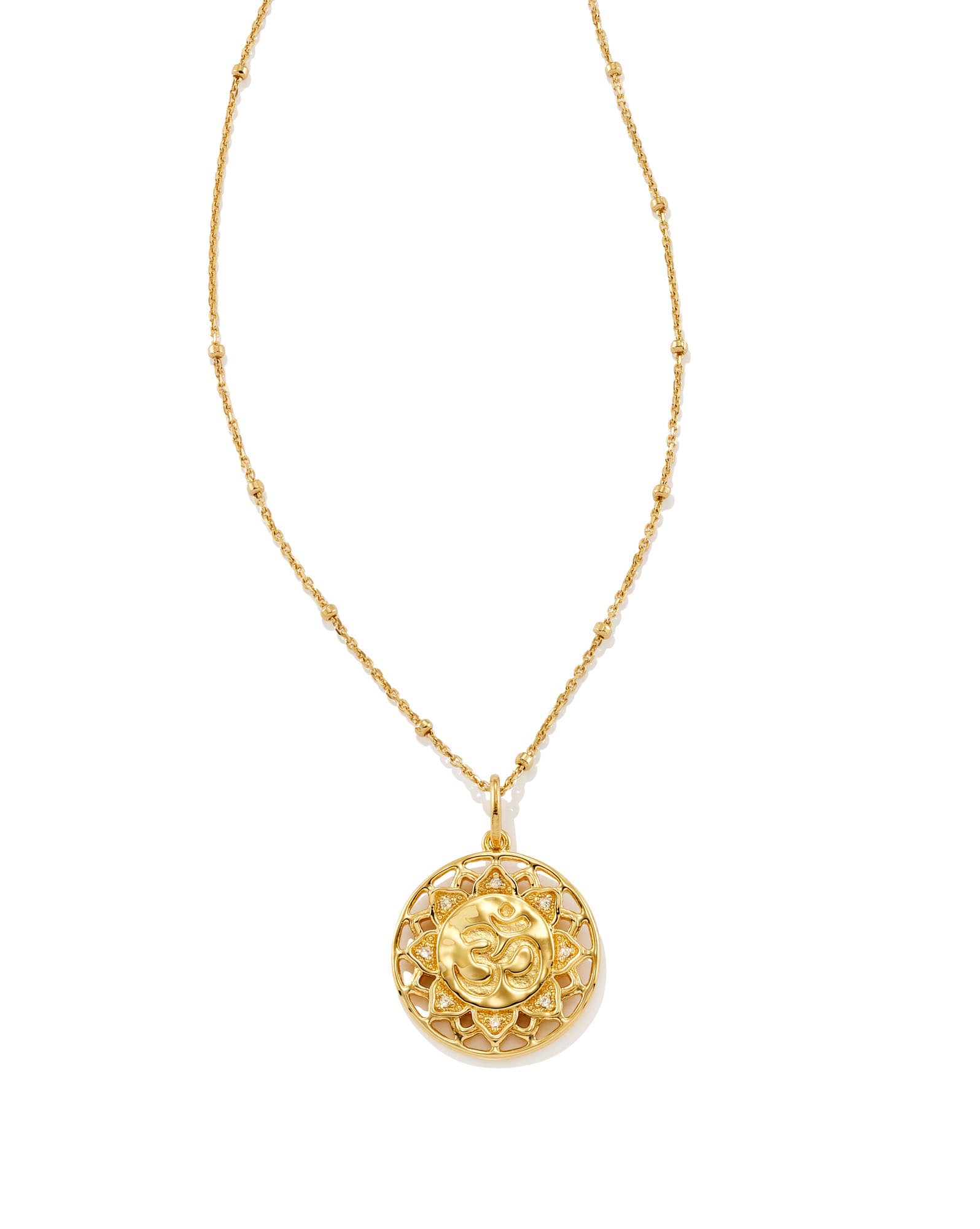 Om 18k Gold Vermeil Pendant Necklace in White Sapphire