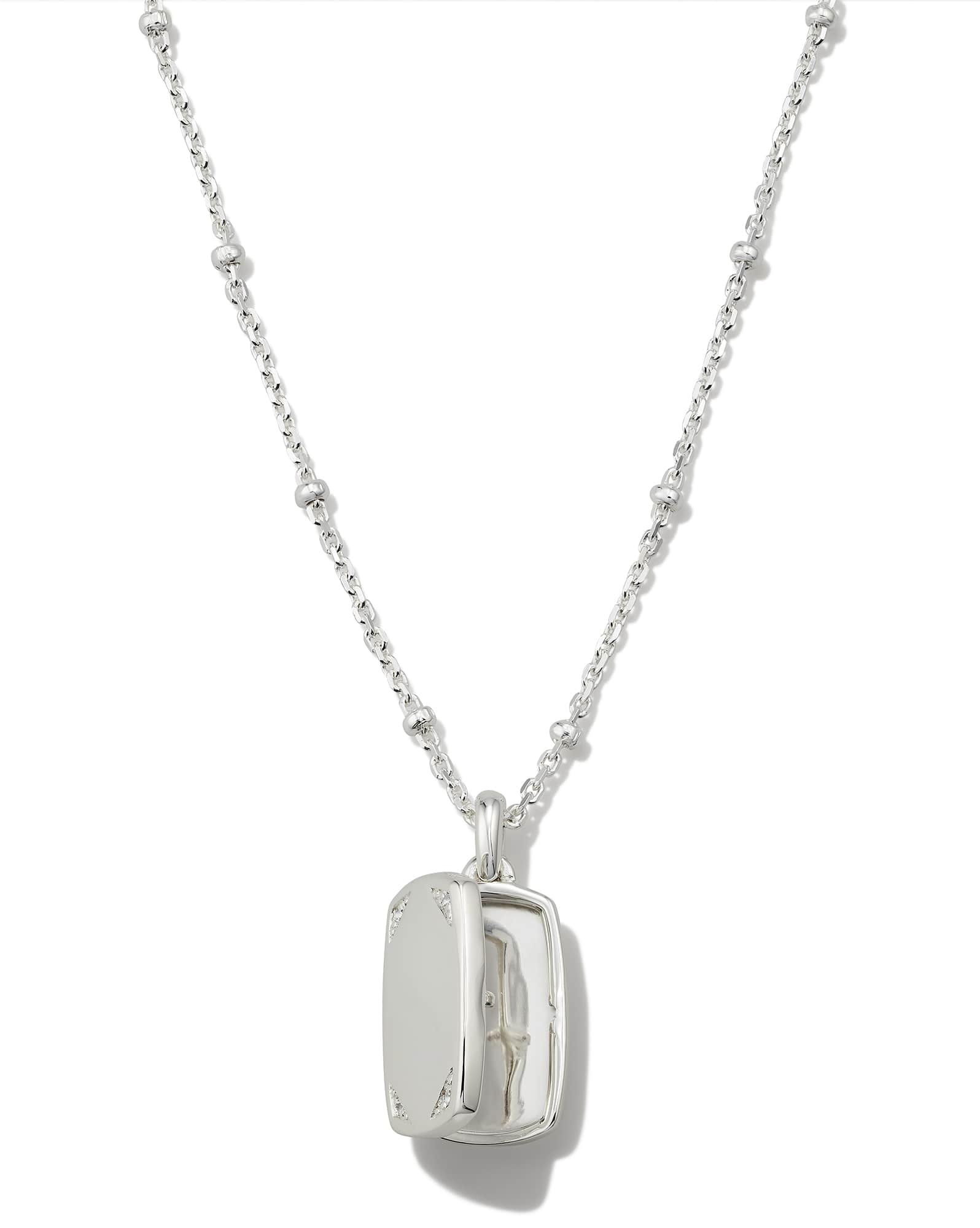 Tinsley Sterling Silver Tiny Locket Necklace in White Topaz