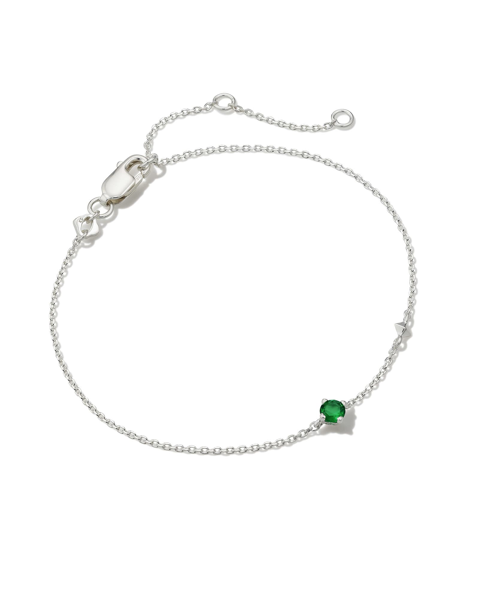 Maisie Sterling Silver Delicate Chain Bracelet in Green Onyx