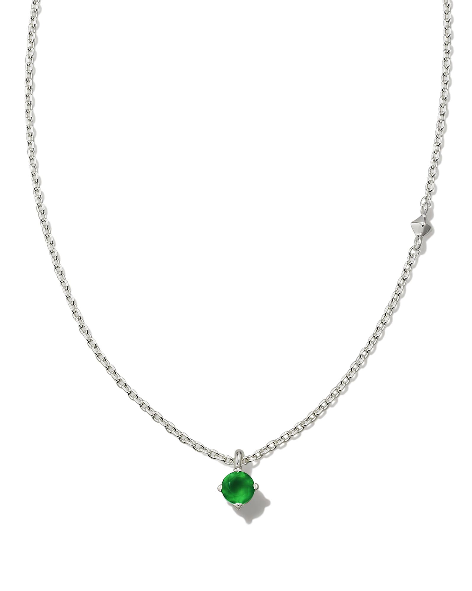 Maisie Sterling Silver Pendant Necklace in Green Onyx