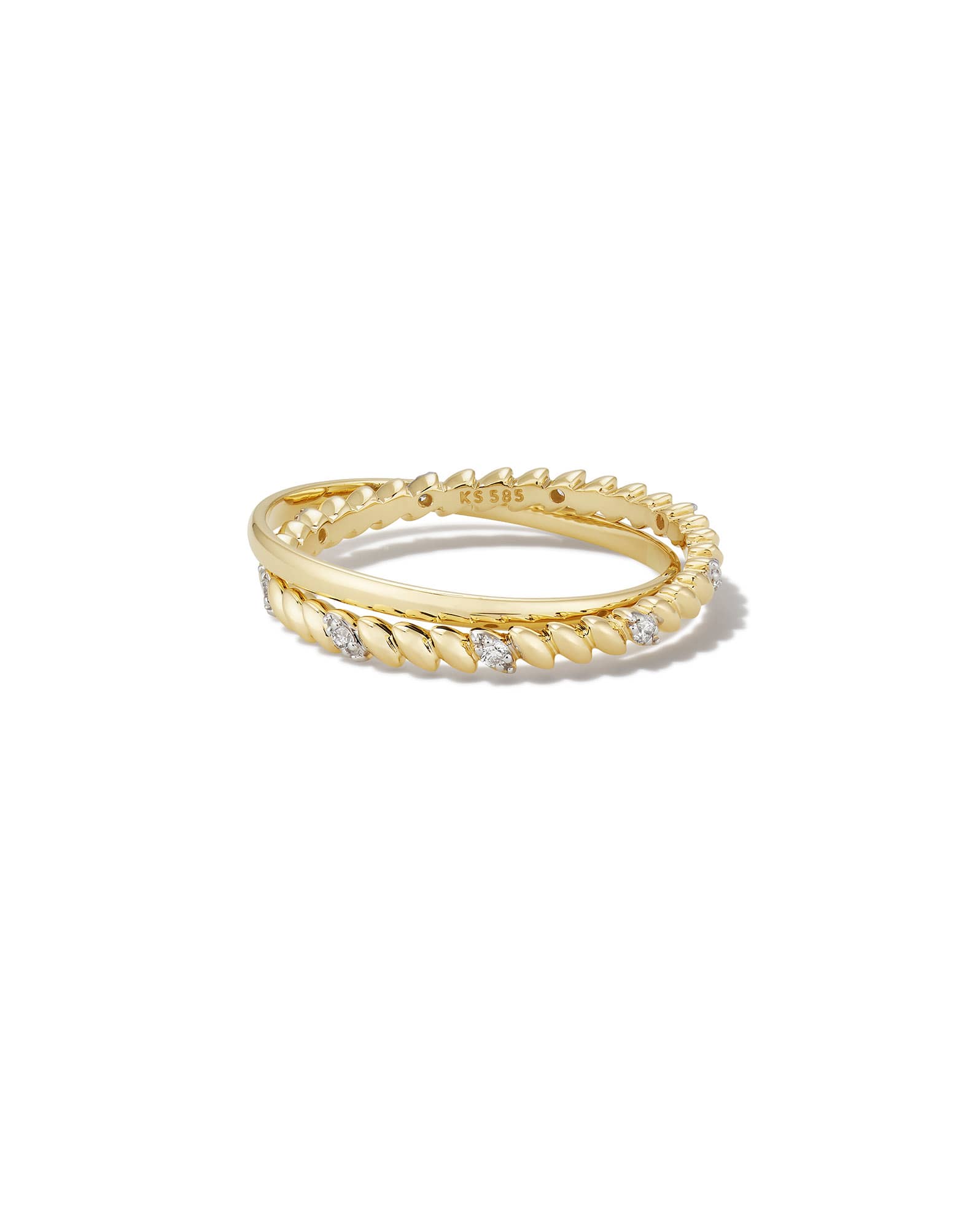 Tyler 14k Yellow Gold Double Band Ring in White Diamond