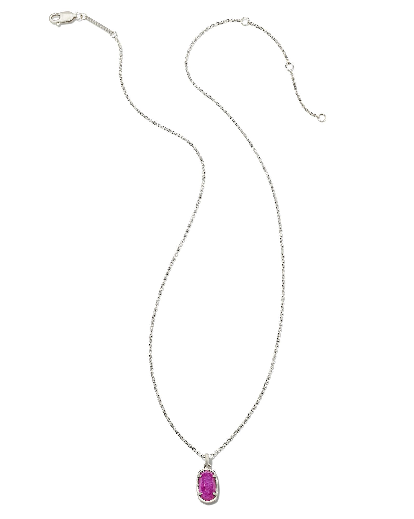 Mommy & Me Sterling Silver Youth Stone Fern Short Pendant Necklace in Pink Quartzite