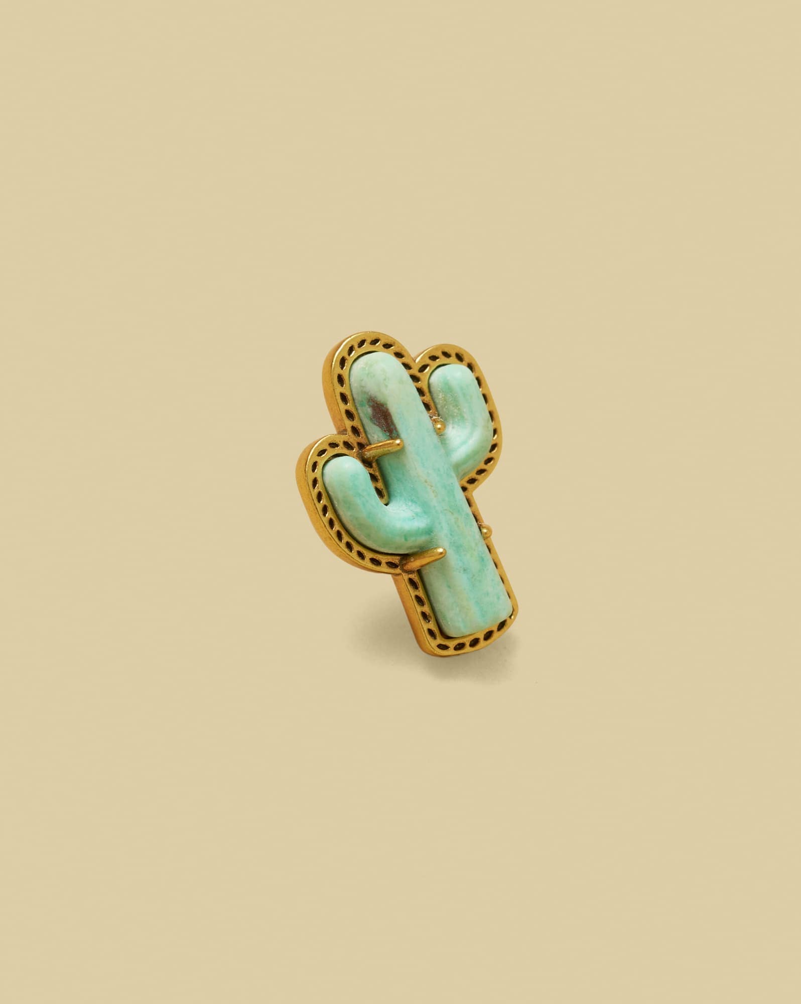 Tiny Cactus Vintage Gold Hat Pin