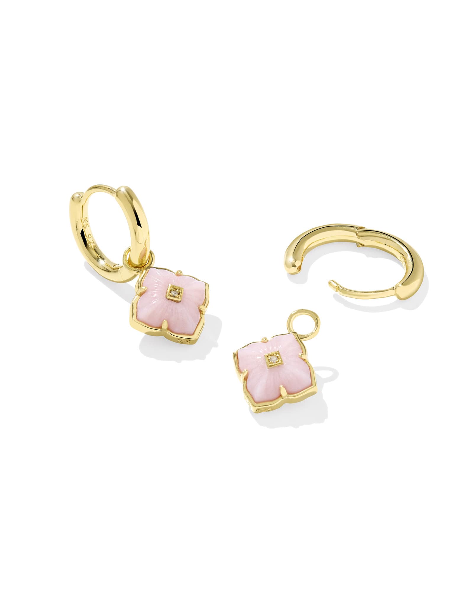 Dira 18k Gold Vermeil Carved Stone Huggie Earrings