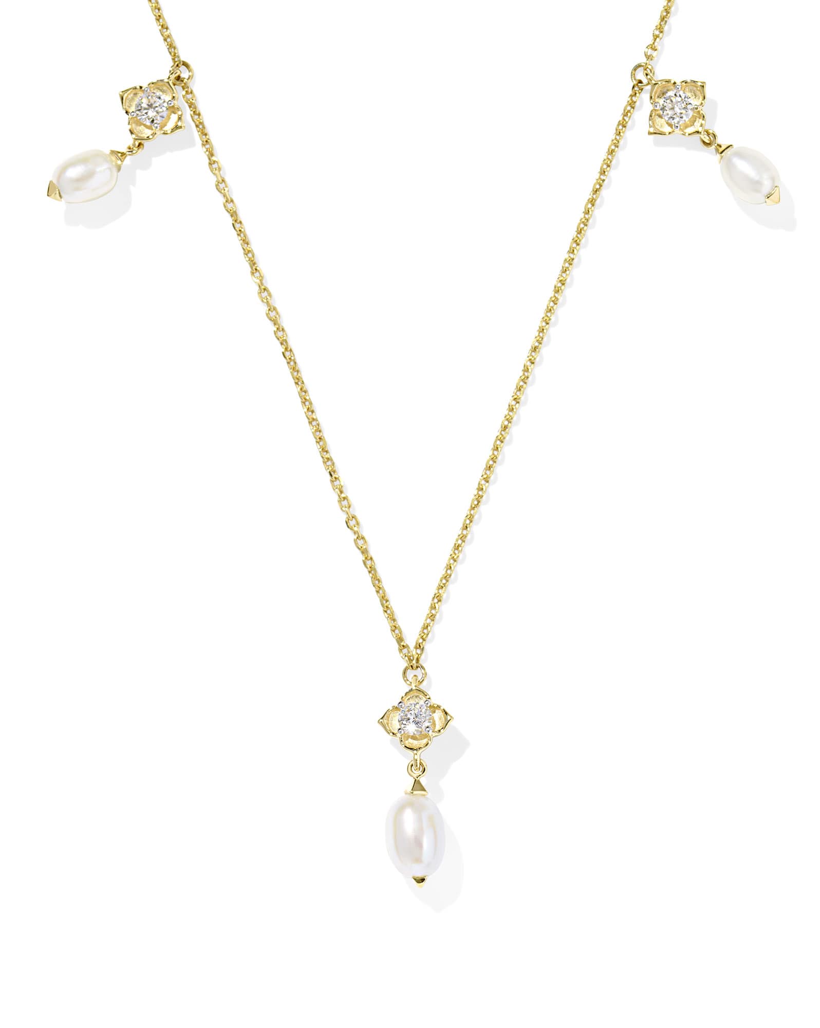 0.21 ct Lab Grown Diamond Dira 14k Yellow Gold Pearl Strand Necklace