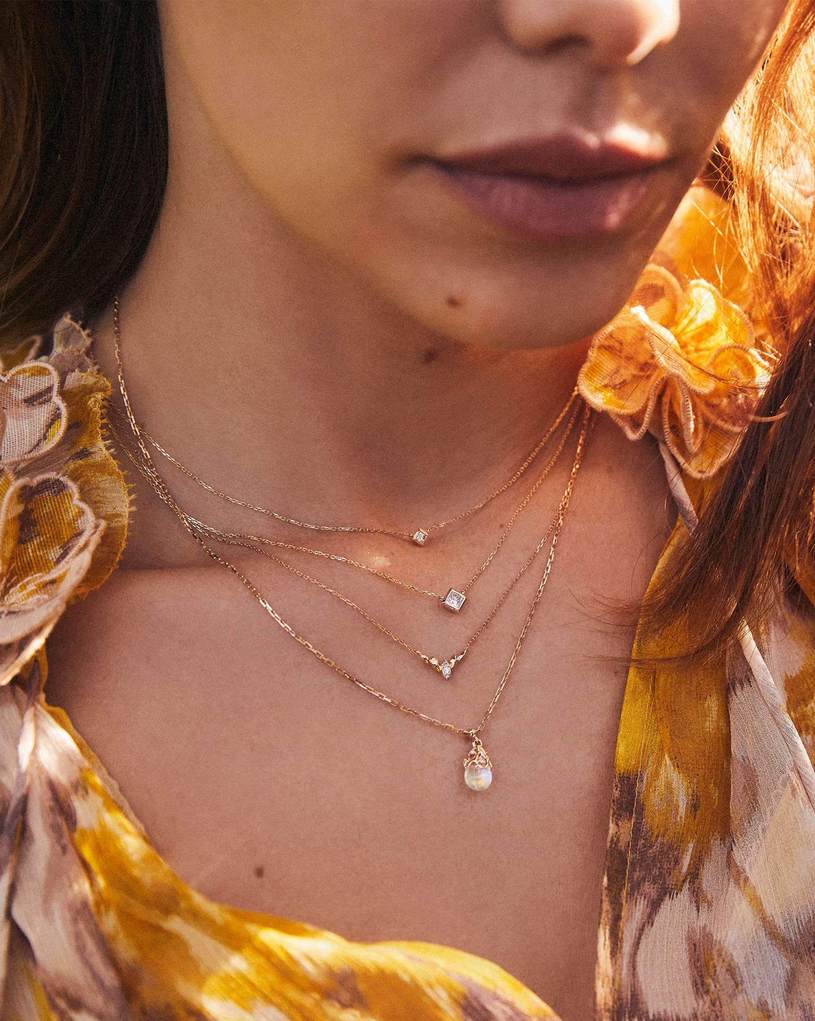 Michelle 14k Yellow Gold Pendant Necklace in White Diamond