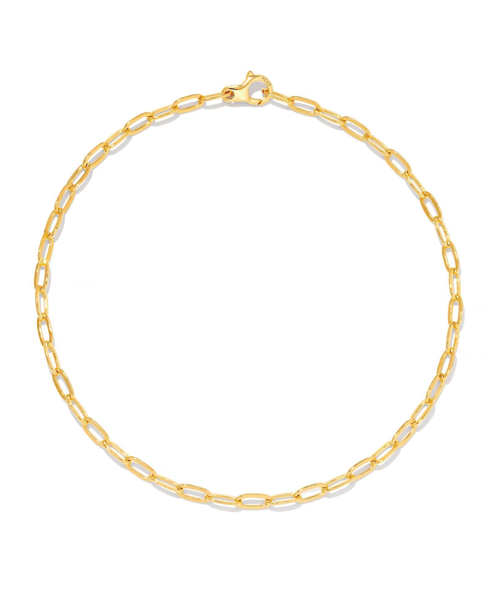 Small Paperclip Chain Anklet in 18k Gold Vermeil