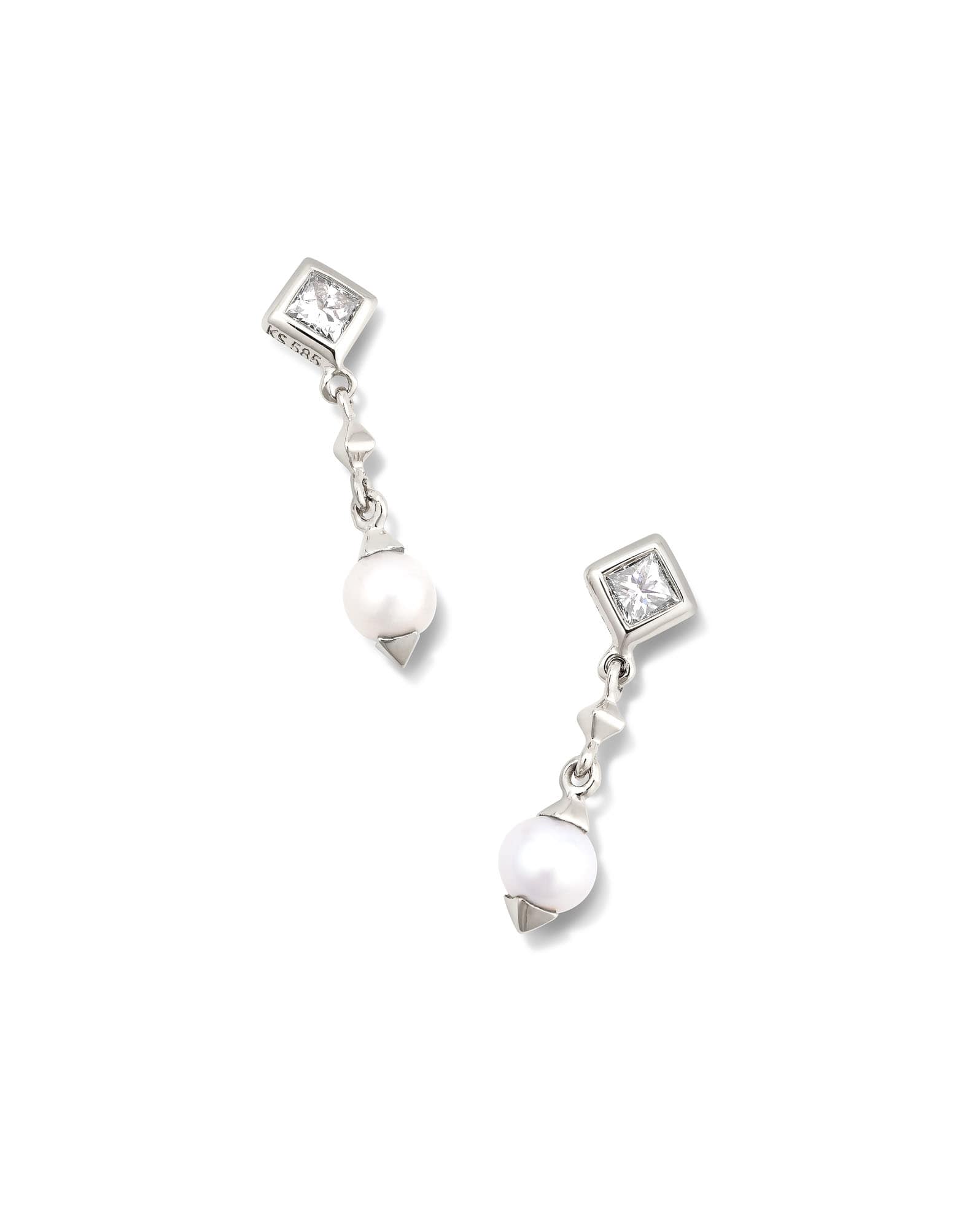 Michelle 14k White Gold Drop Earrings in Freshwater Cultured Pearl