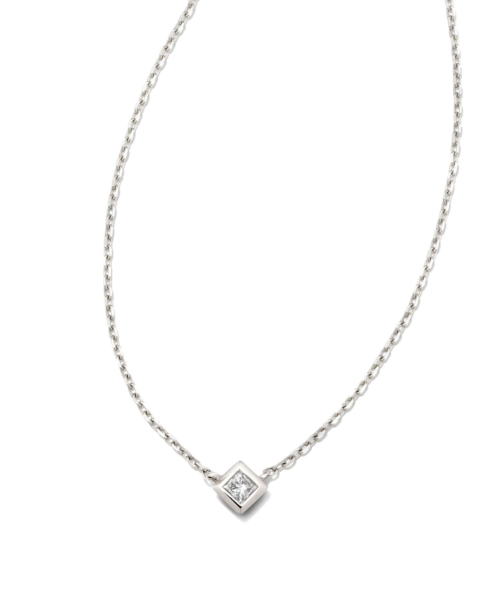 Michelle 14k White Gold Pendant Necklace in White Diamond