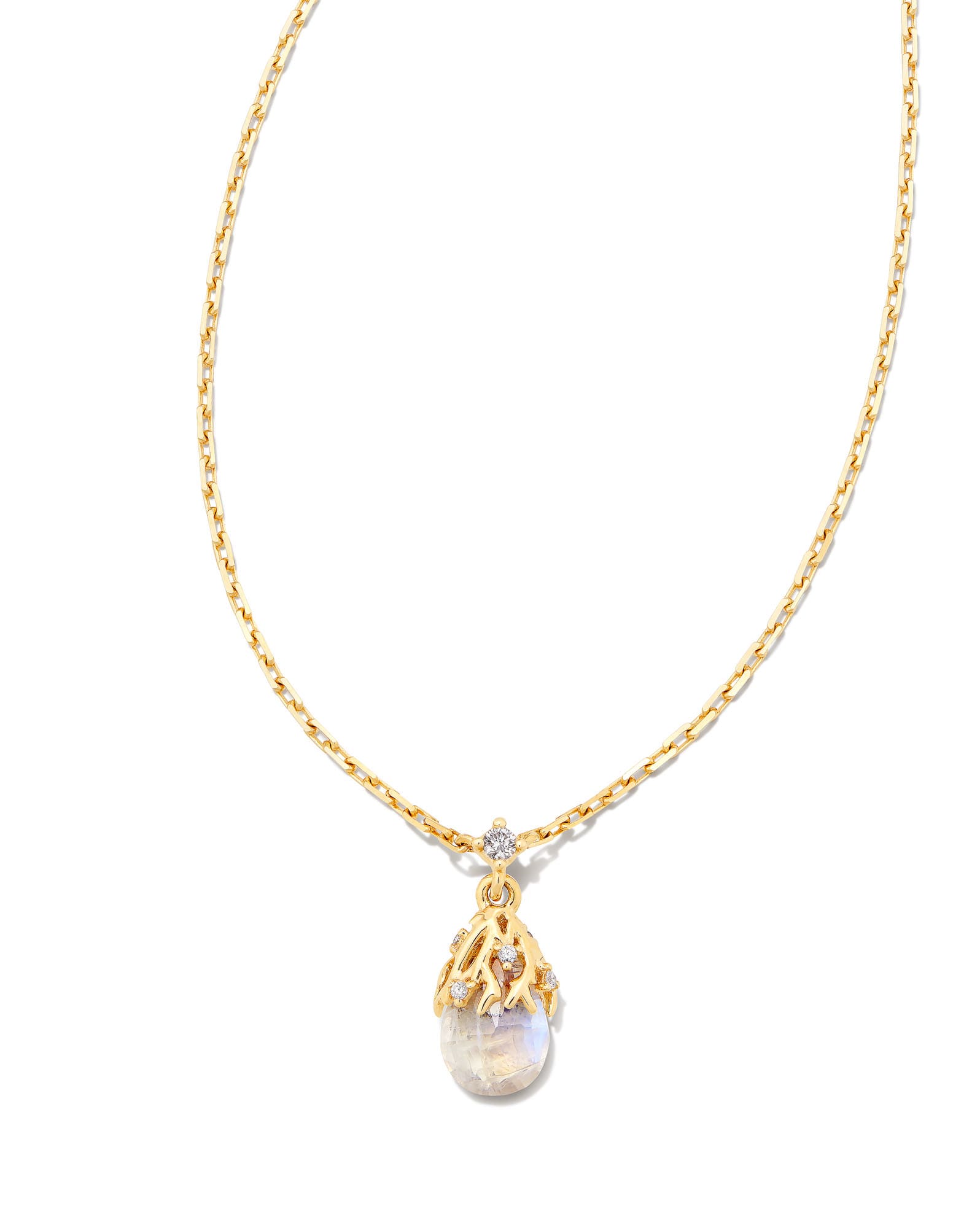 Noelle 14k Yellow Gold Pendant Necklace in Rainbow Moonstone
