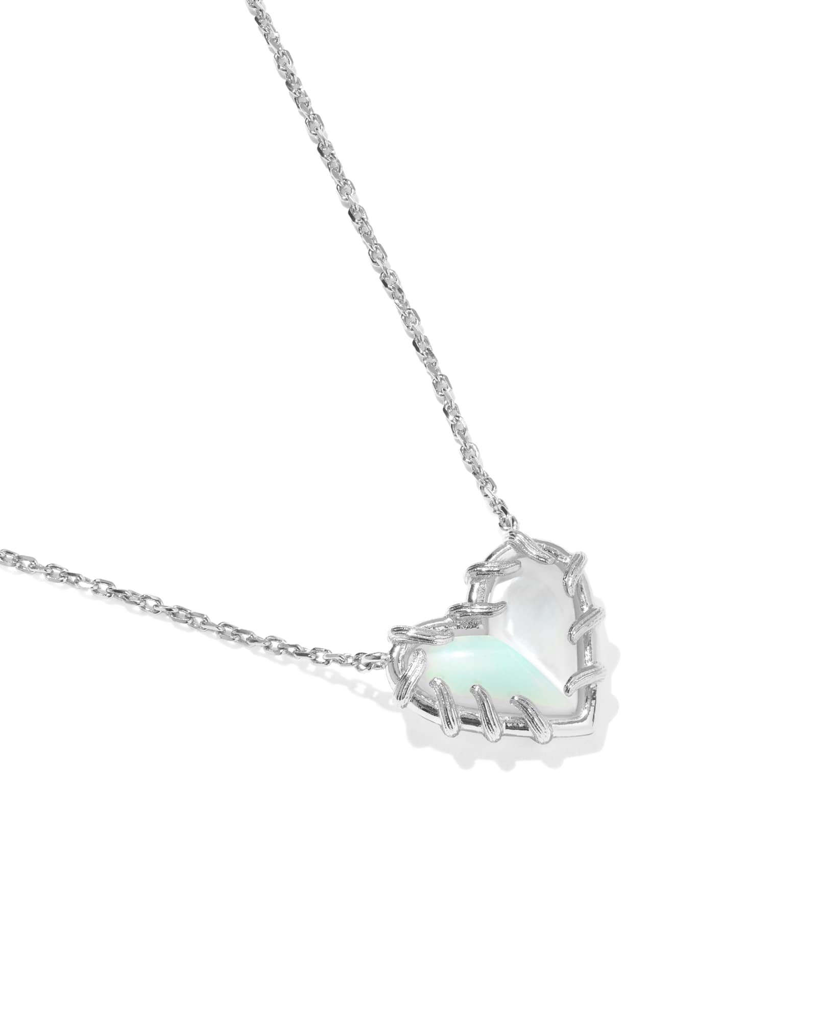 Dolly Parton x Kendra Scott Patchwork Ari Heart Silver Short Pendant Necklace