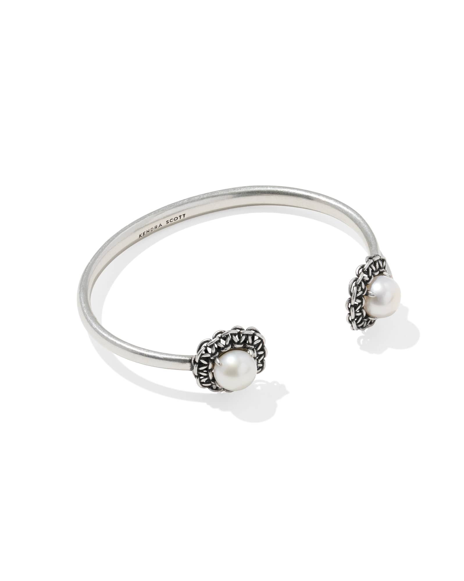 Gabriella Vintage Silver Pearl Cuff Bracelet