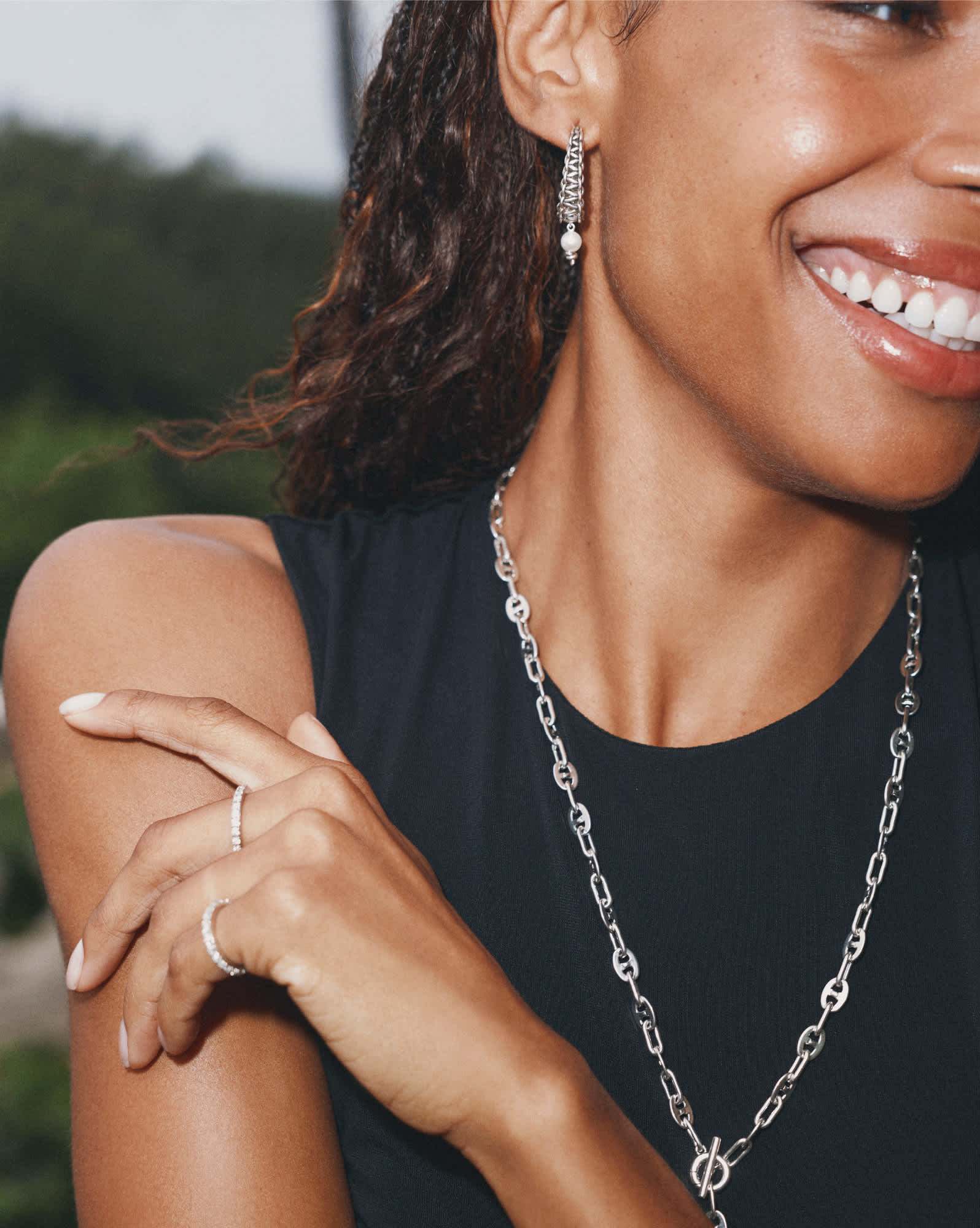 Gabriella Vintage Silver Pearl Hoop Earrings
