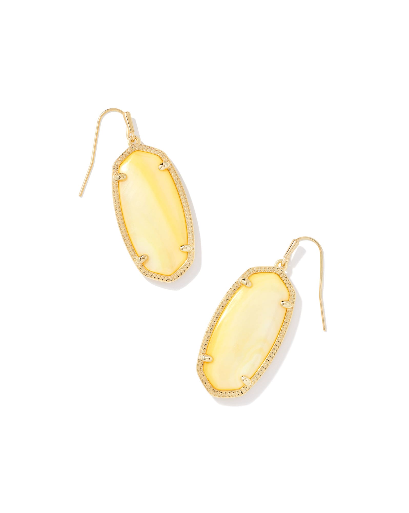 Elle Gold Drop Earrings in Light Yellow Mother-Of-Pearl